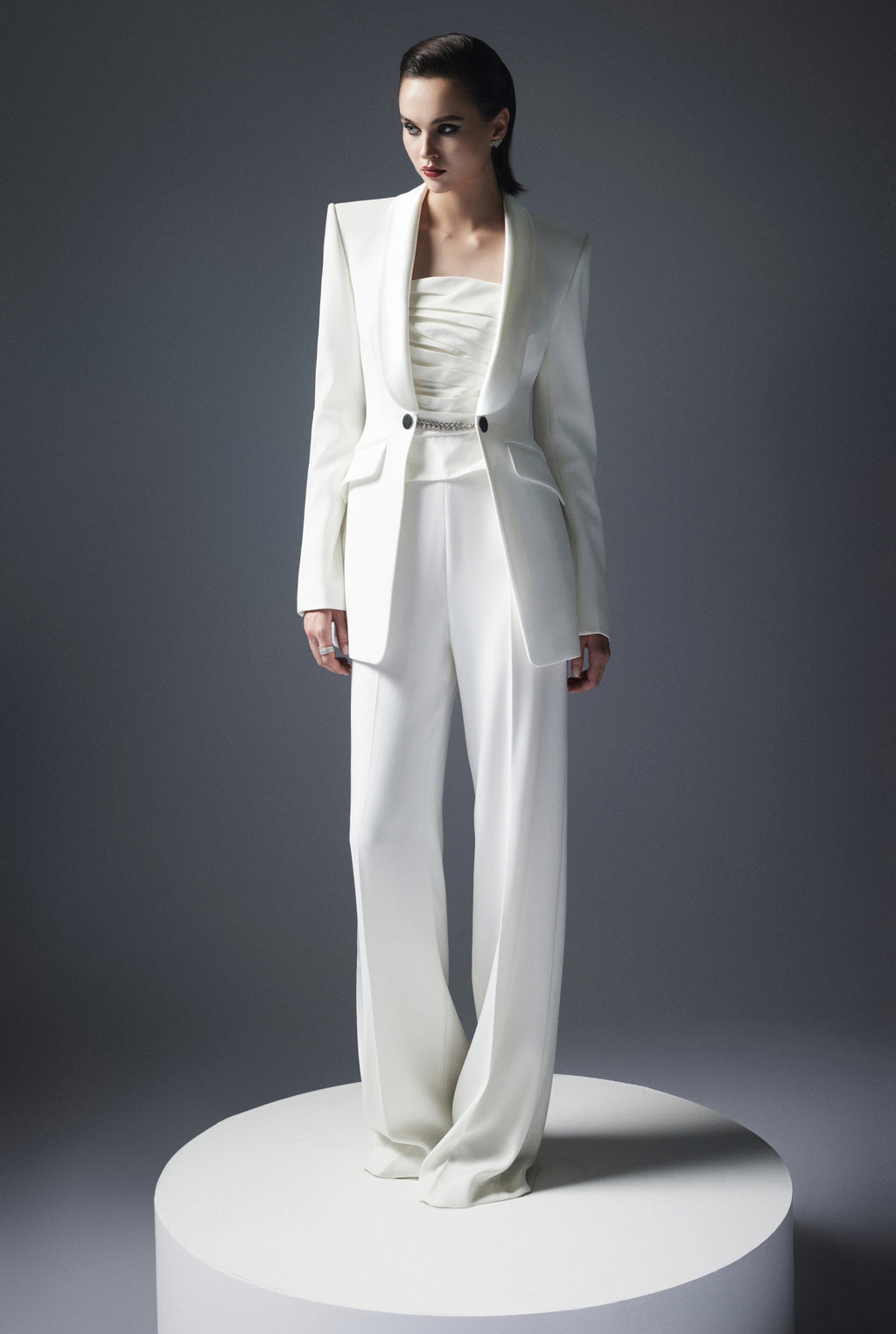 Satin notch collar blazer jacket