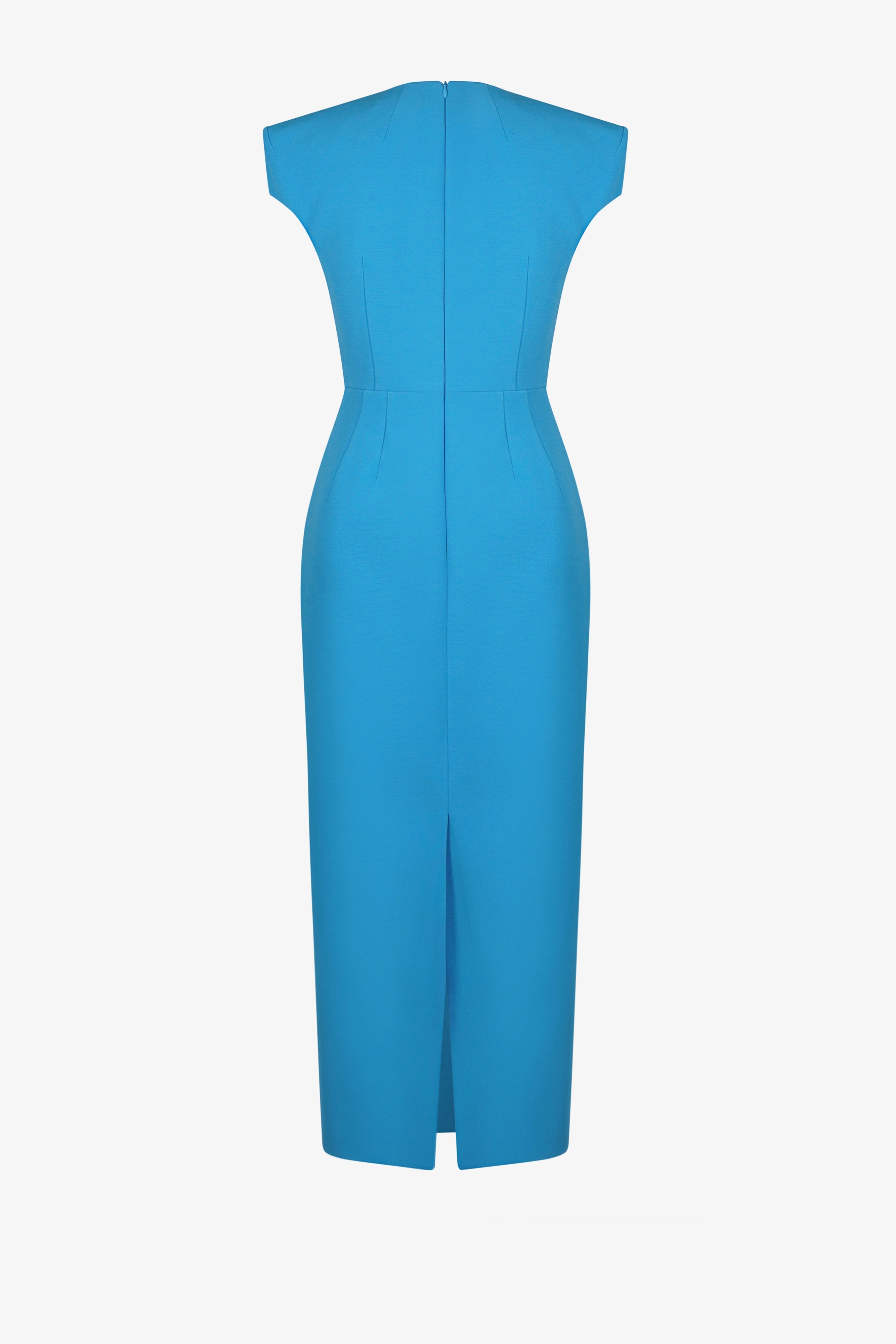Round neck square shoulder pencil skirt
