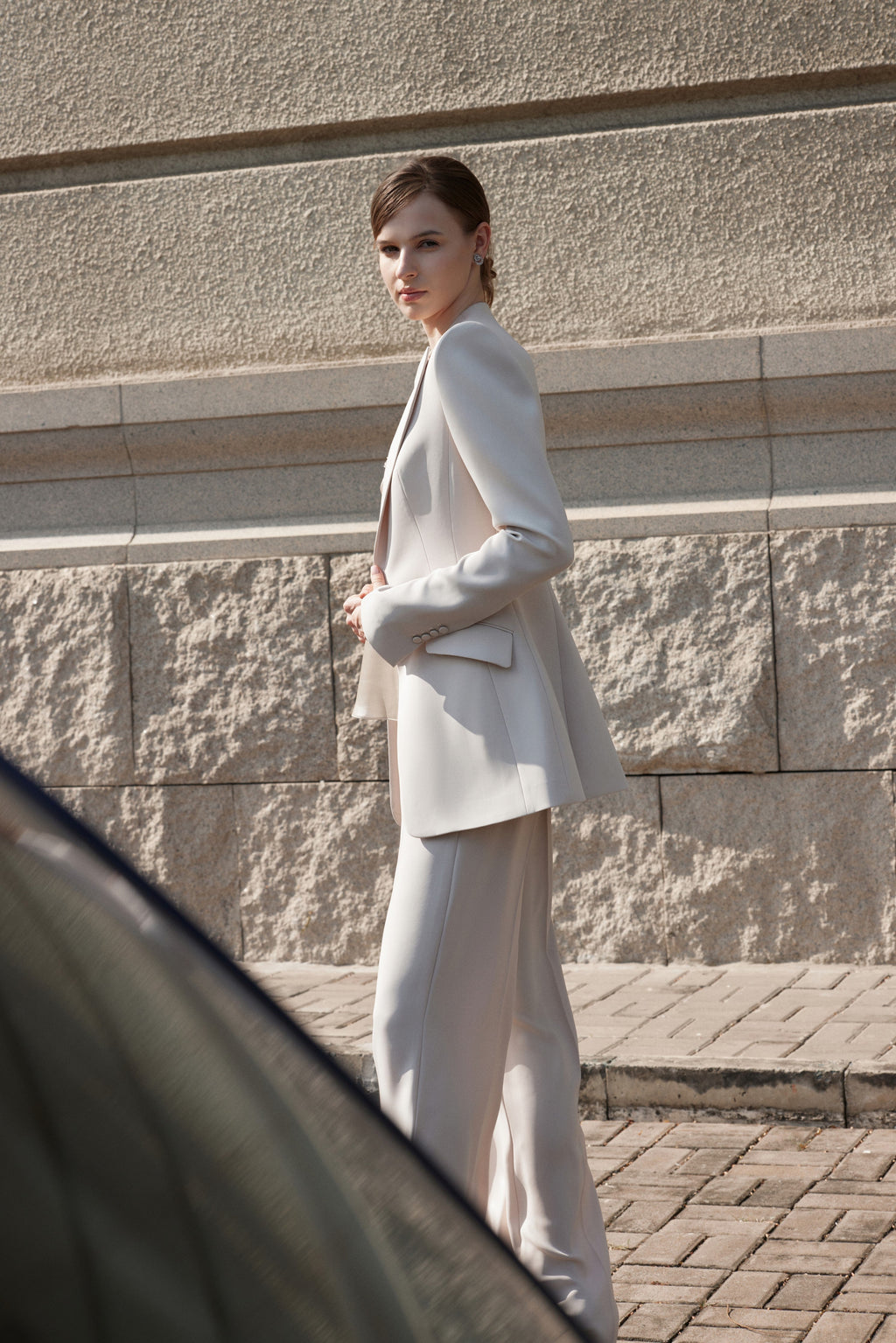 Single-Button with Satin Detail Jacket