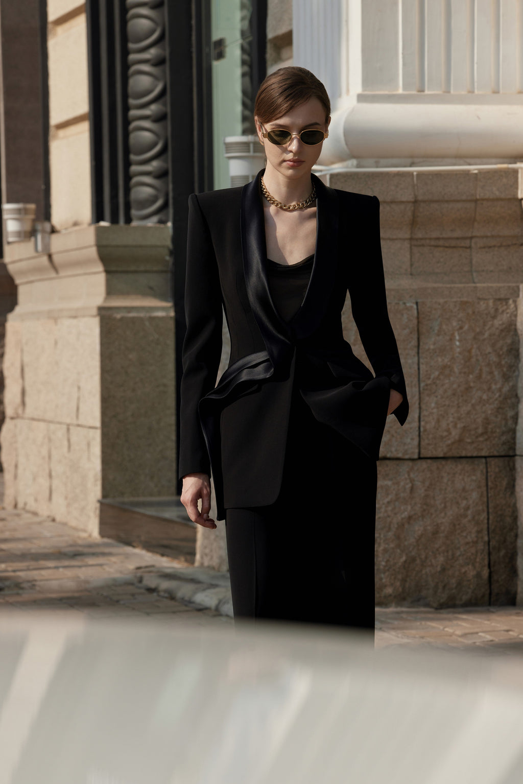 Black transparent silk chiffon vest