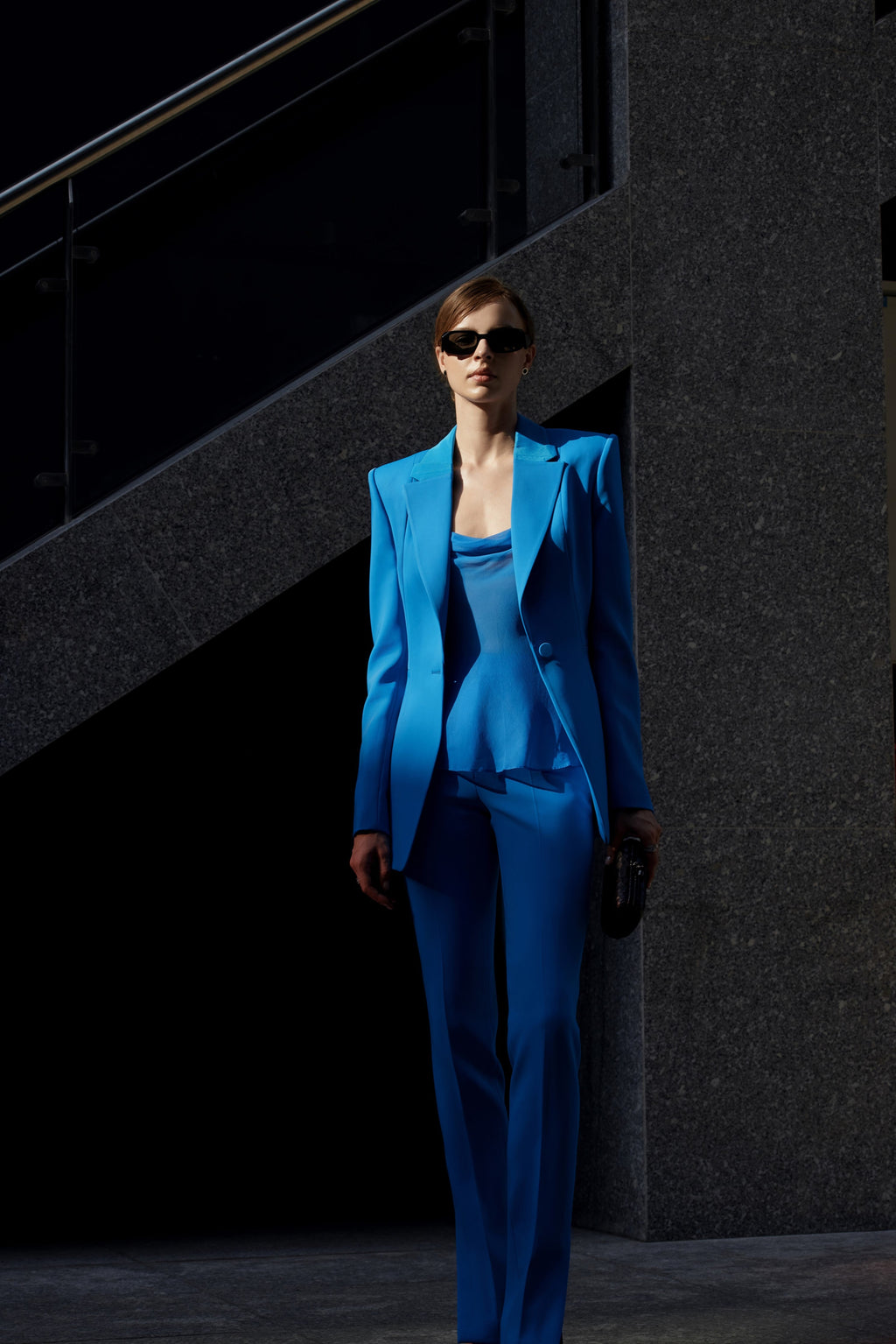Azure Blue transparent silk chiffon vest