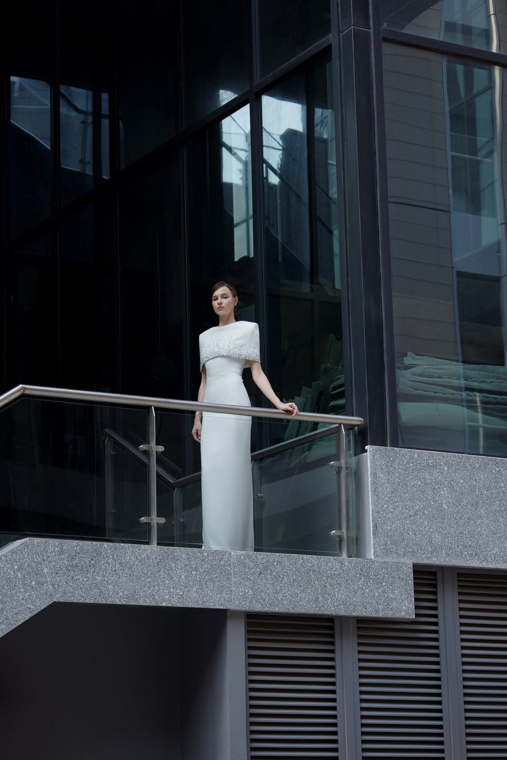 Shoulder cape with floor length gown