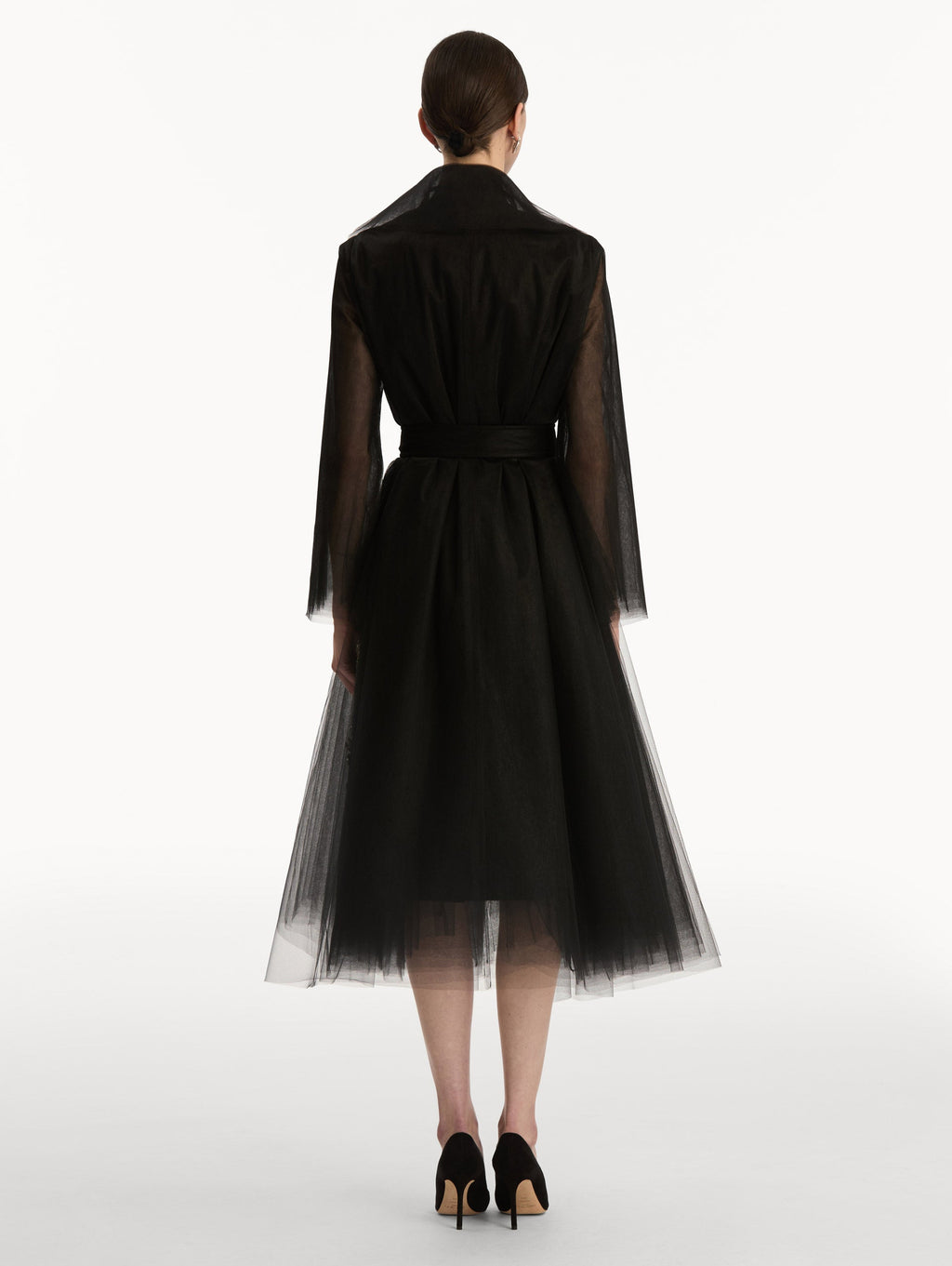 Black Tulle Embroidered Gown