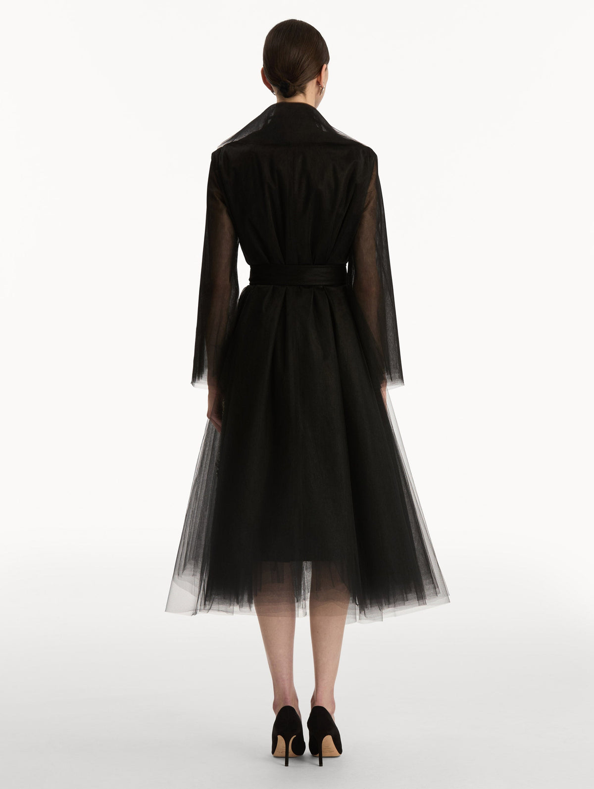 Black Tulle Embroidered Gown