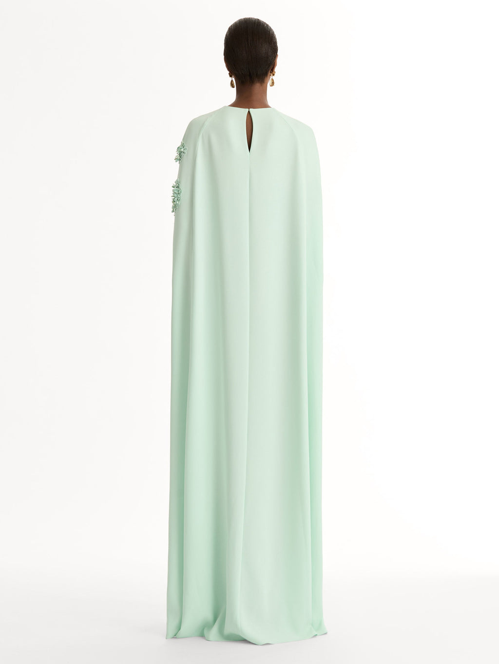 Mint Green Embroidered Cape Gown