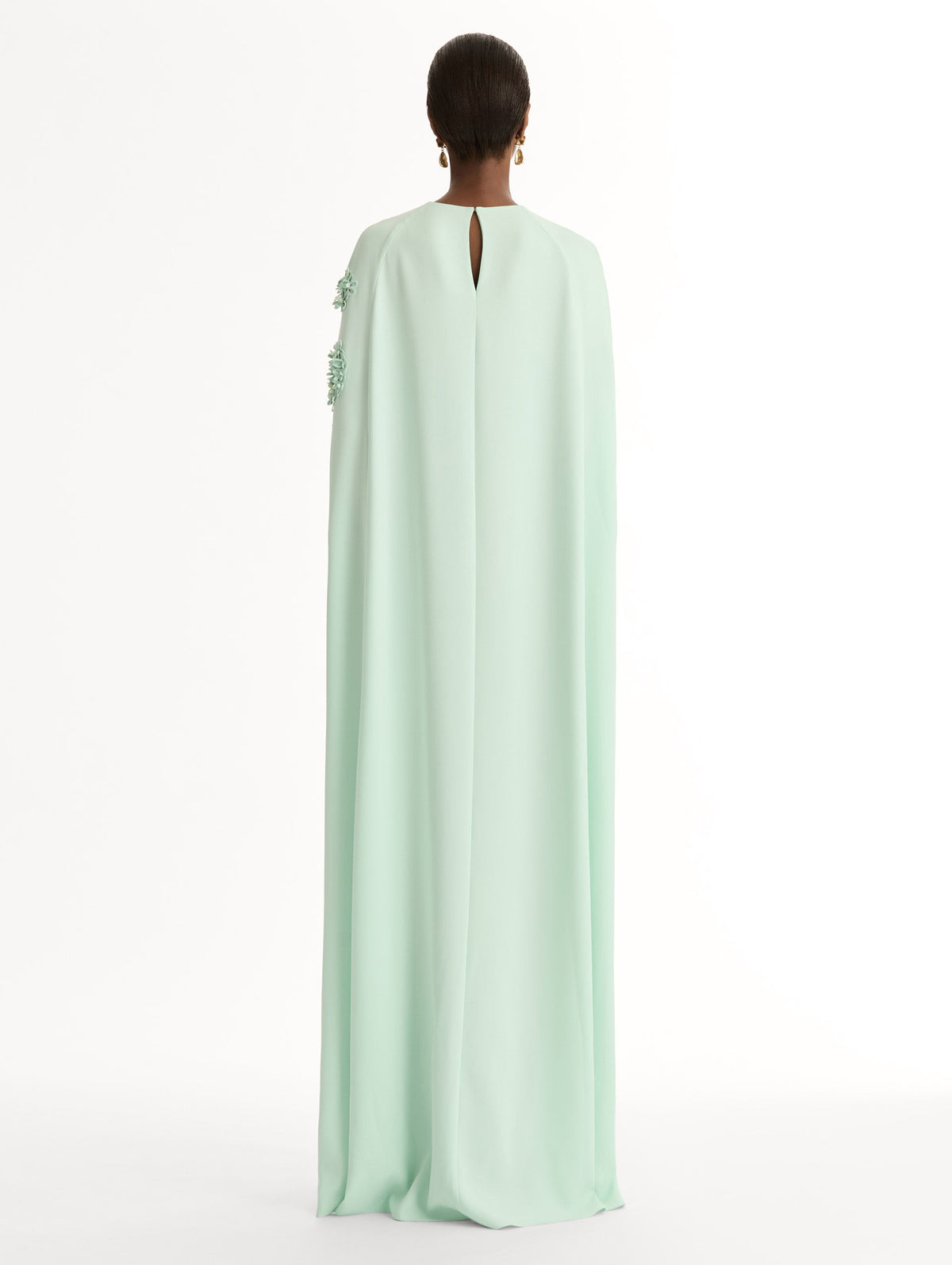 Mint Green Embroidered Cape Gown