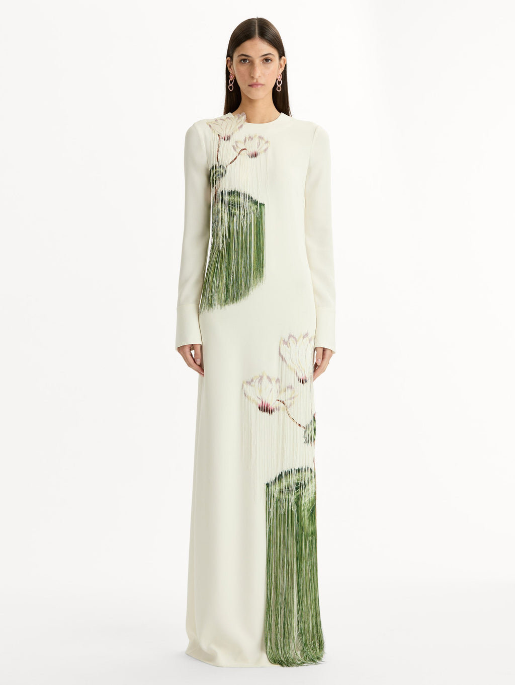 ‌Lotus Embroidery Tassel Gown