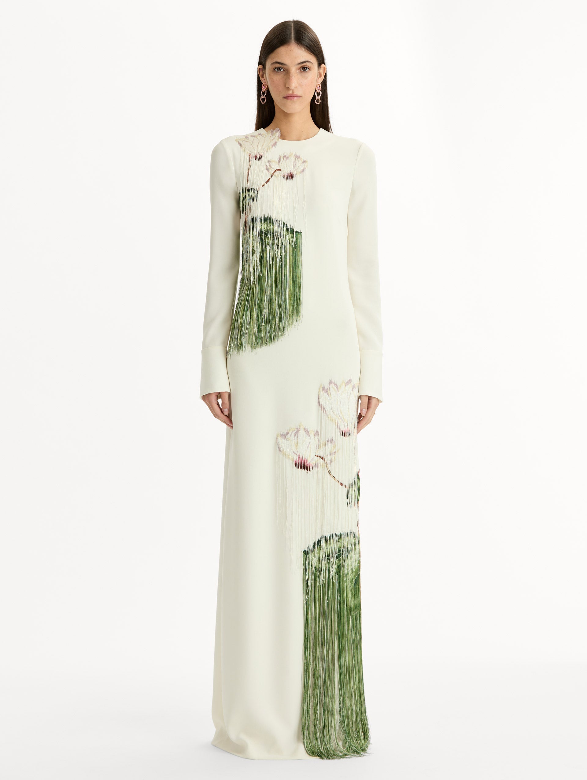 ‌Lotus Embroidery Tassel Gown