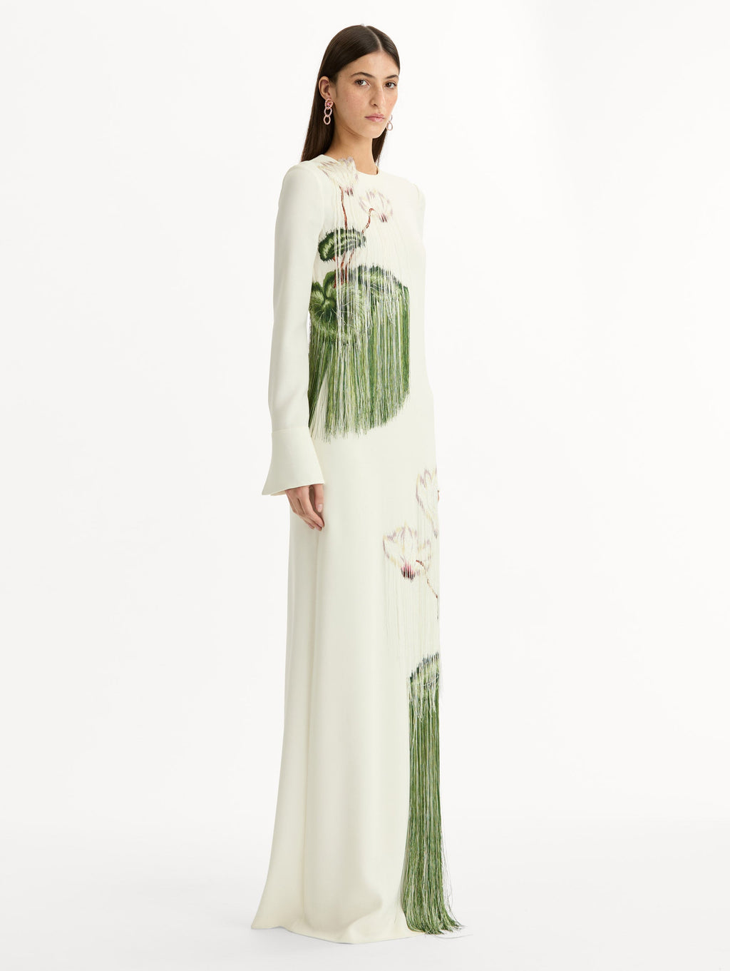 ‌Lotus Embroidery Tassel Gown