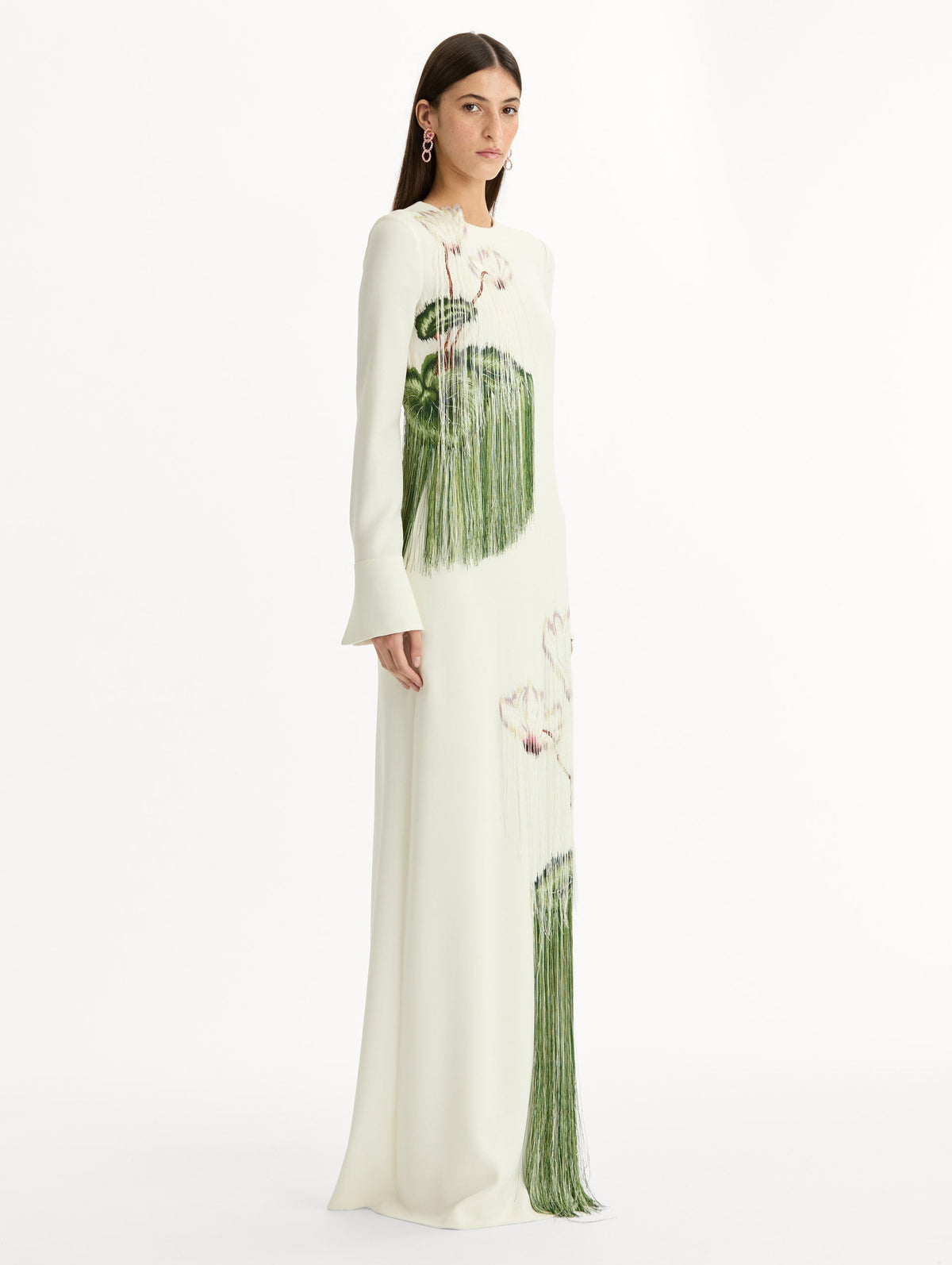 ‌Lotus Embroidery Tassel Gown