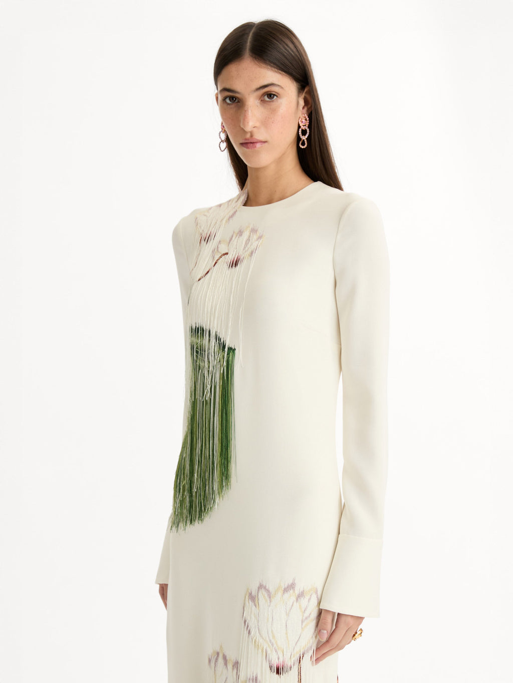 ‌Lotus Embroidery Tassel Gown