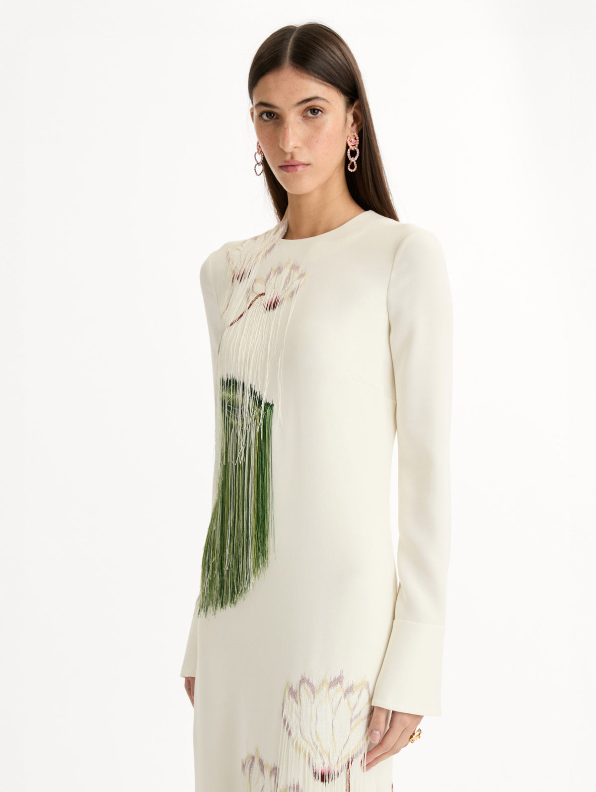 ‌Lotus Embroidery Tassel Gown