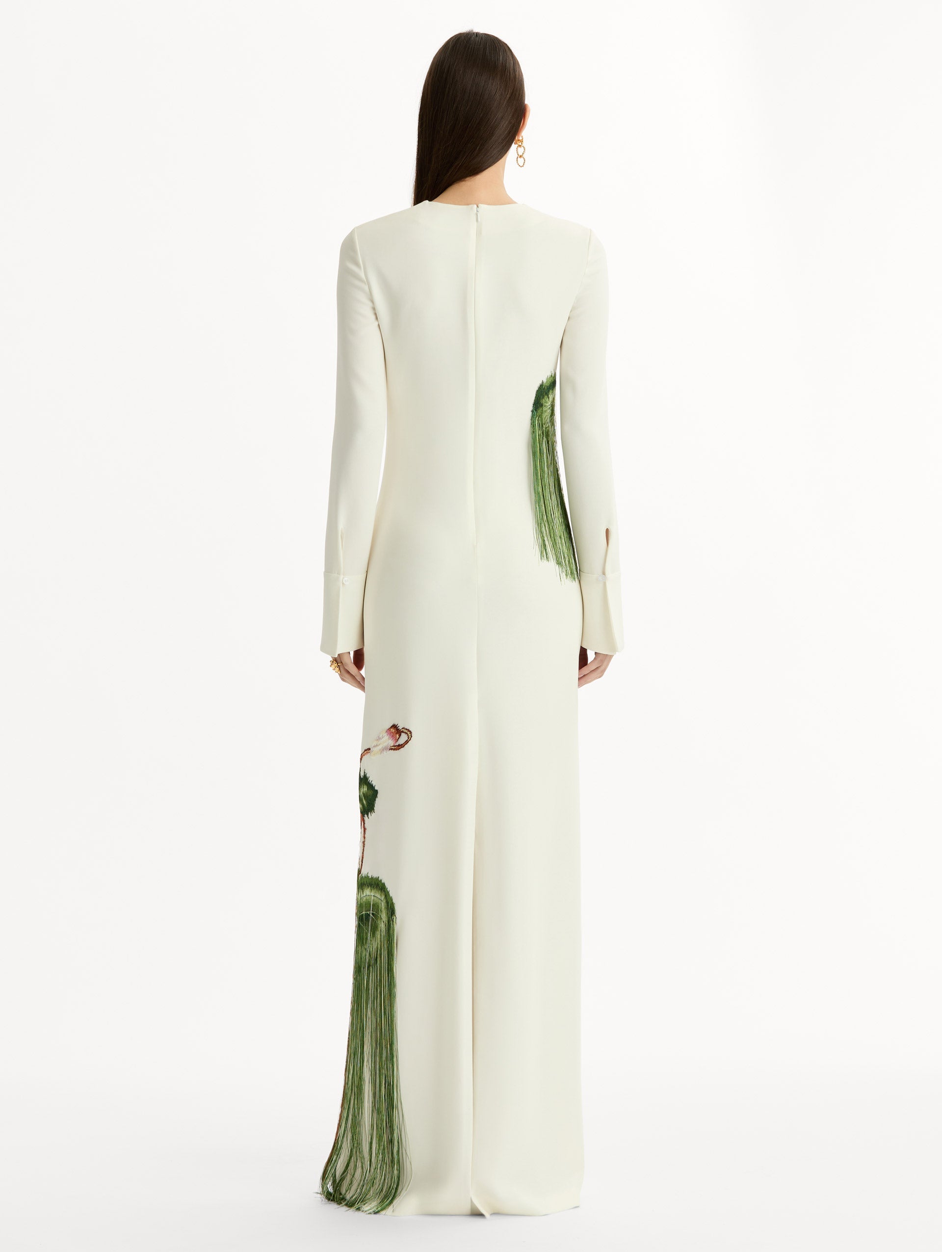 ‌Lotus Embroidery Tassel Gown