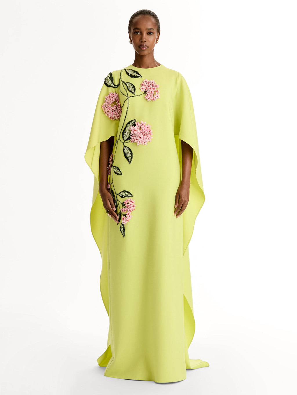 Floral Appliqué Asymmetric Maxi Dress