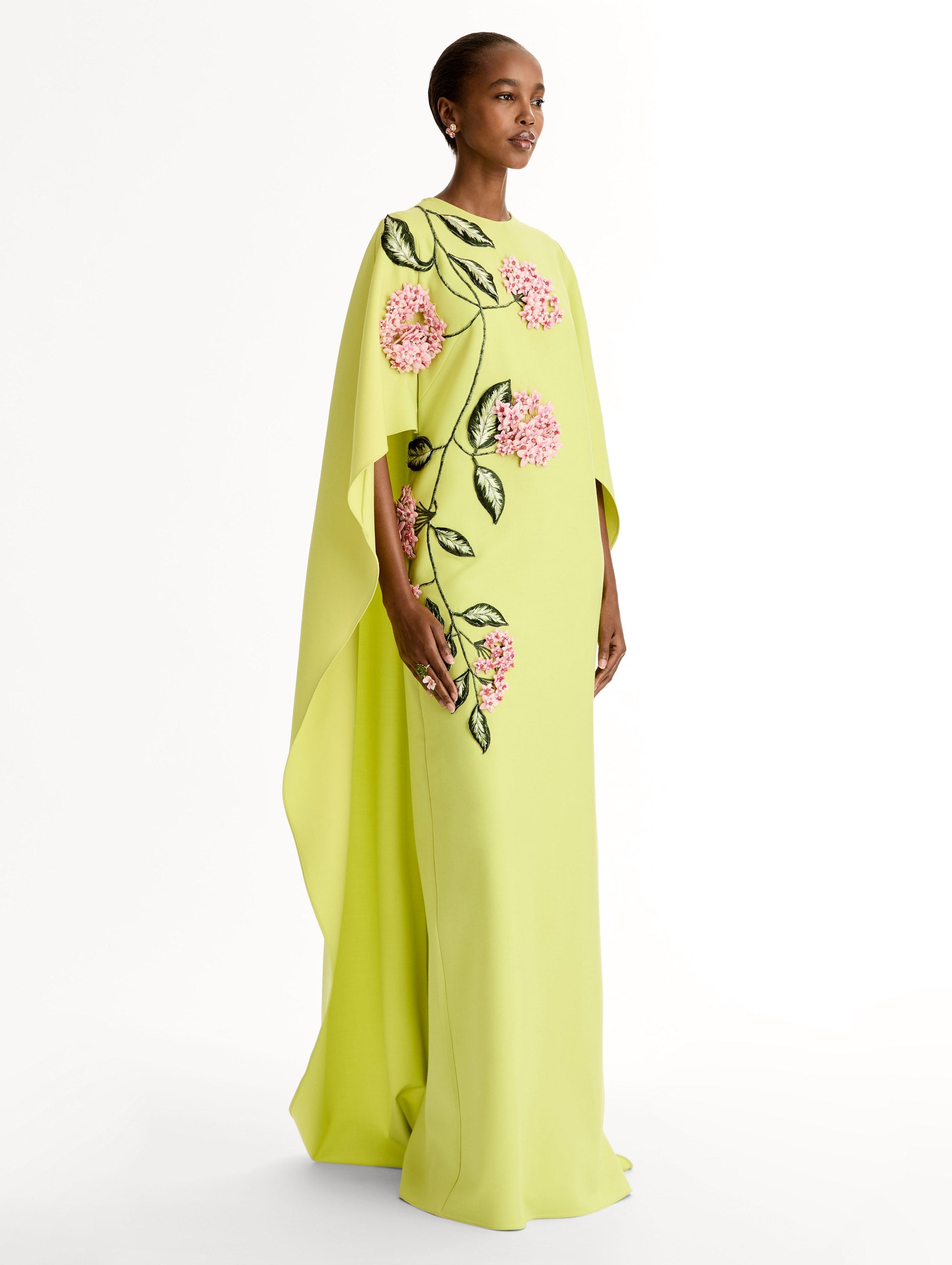 Floral Appliqué Asymmetric Maxi Dress