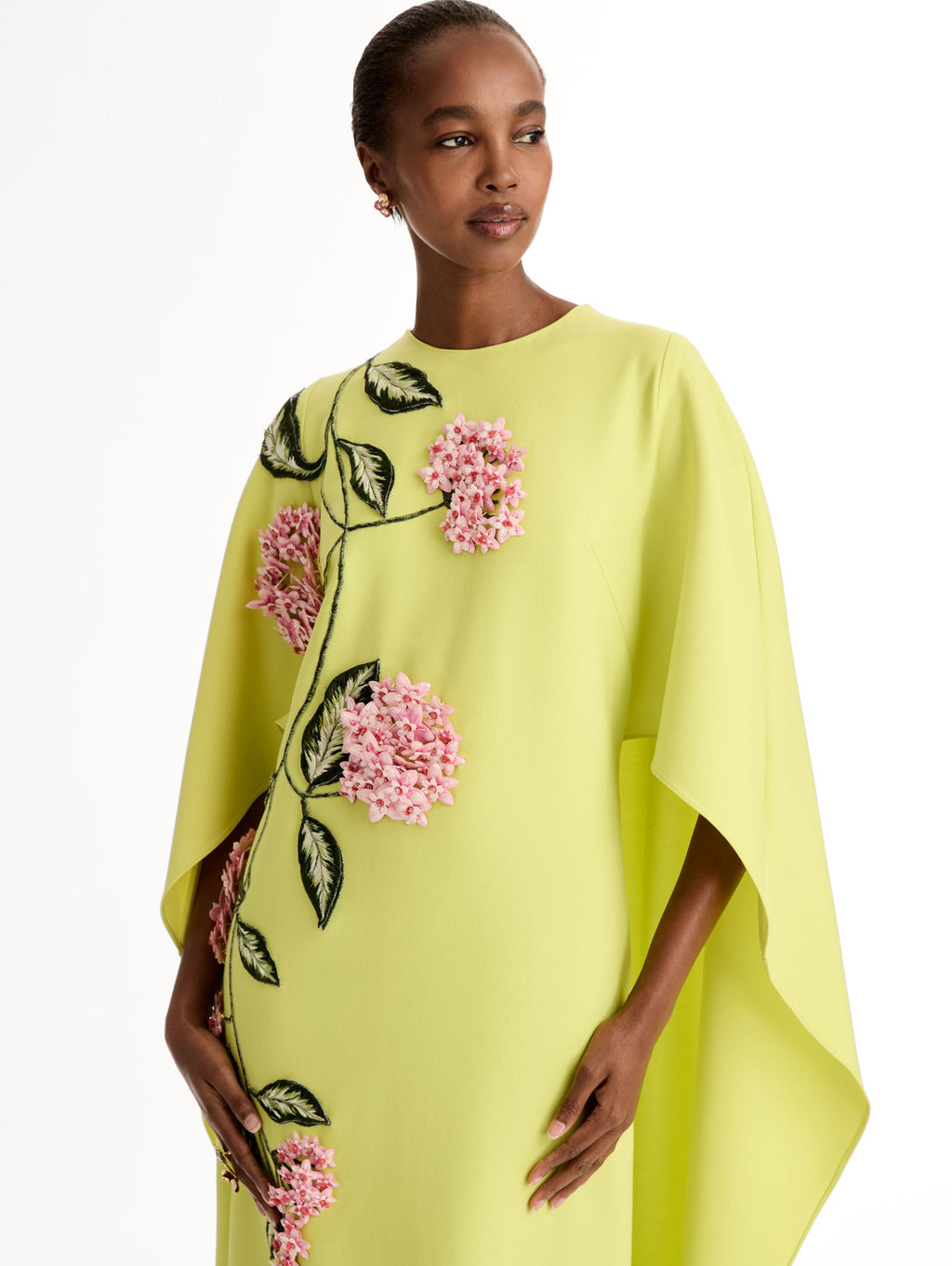 Floral Appliqué Asymmetric Maxi Dress