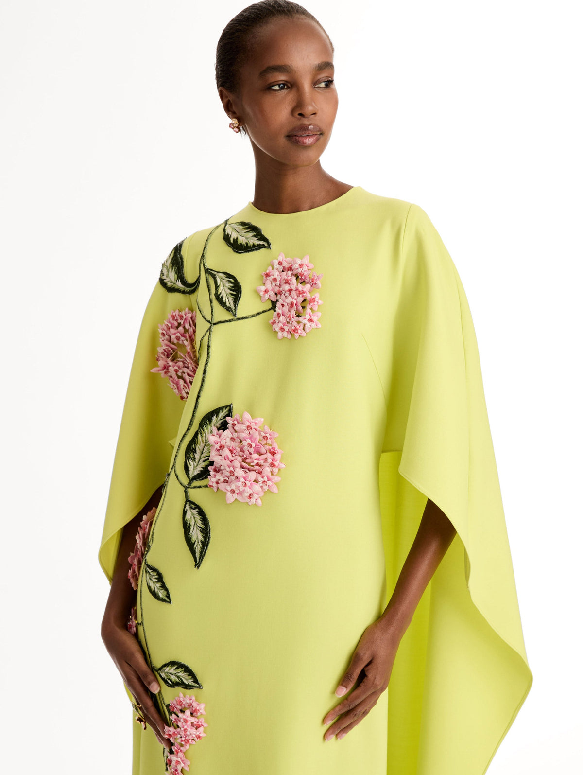 Floral Appliqué Asymmetric Maxi Dress