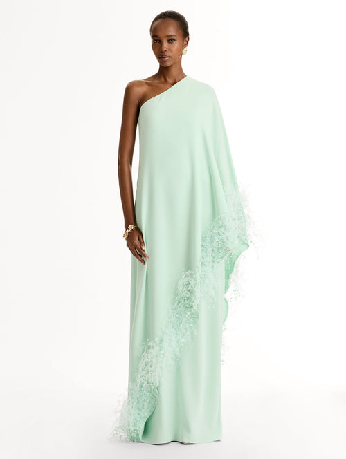 Asymmetric Feather One-Shoulder Dress