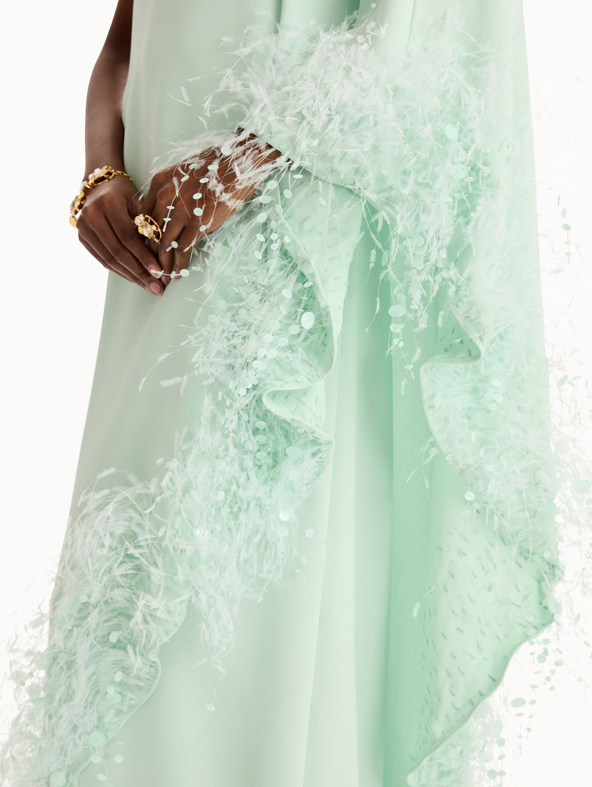 Asymmetric Feather One-Shoulder Dress