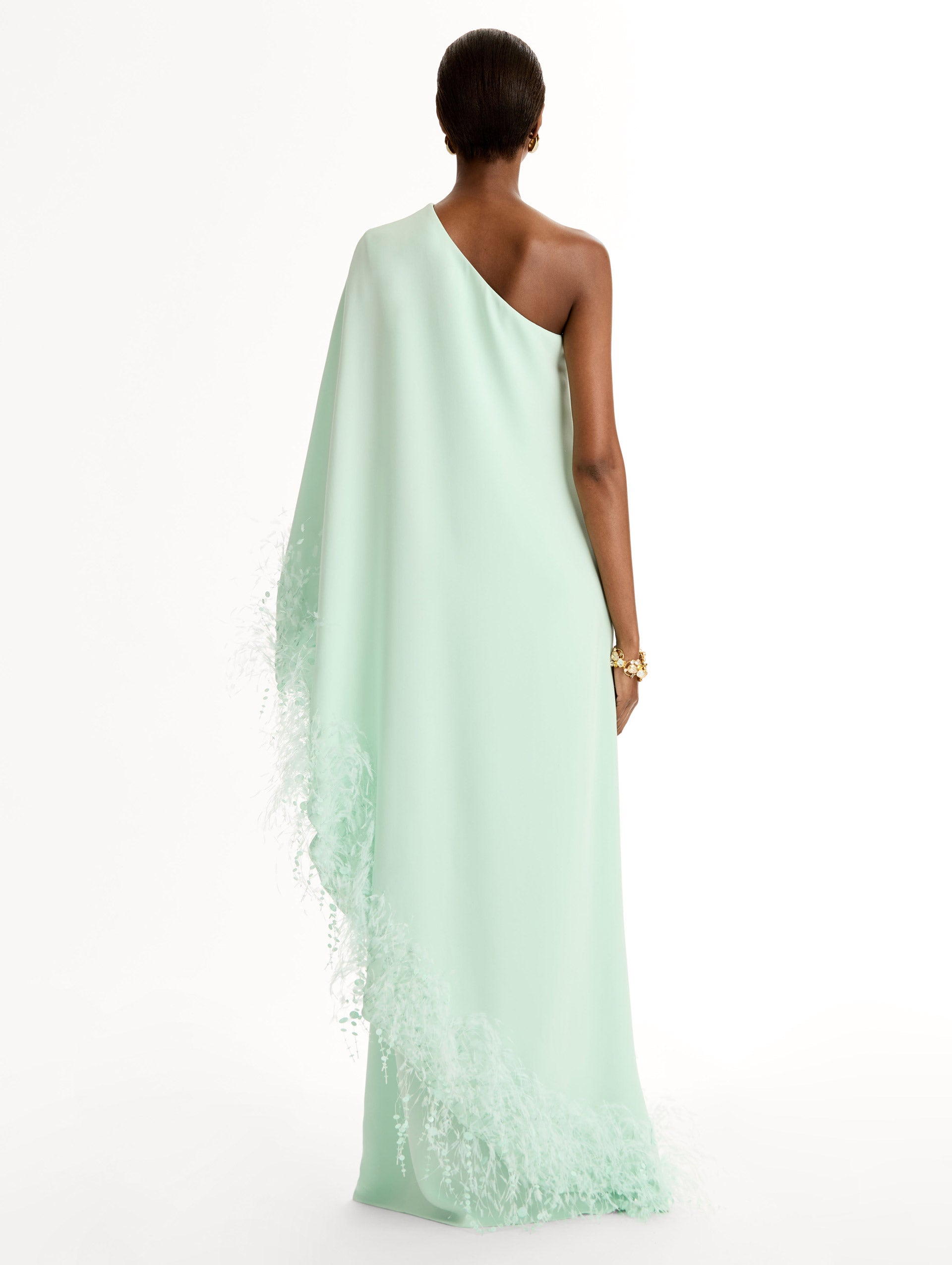 Asymmetric Feather One-Shoulder Dress