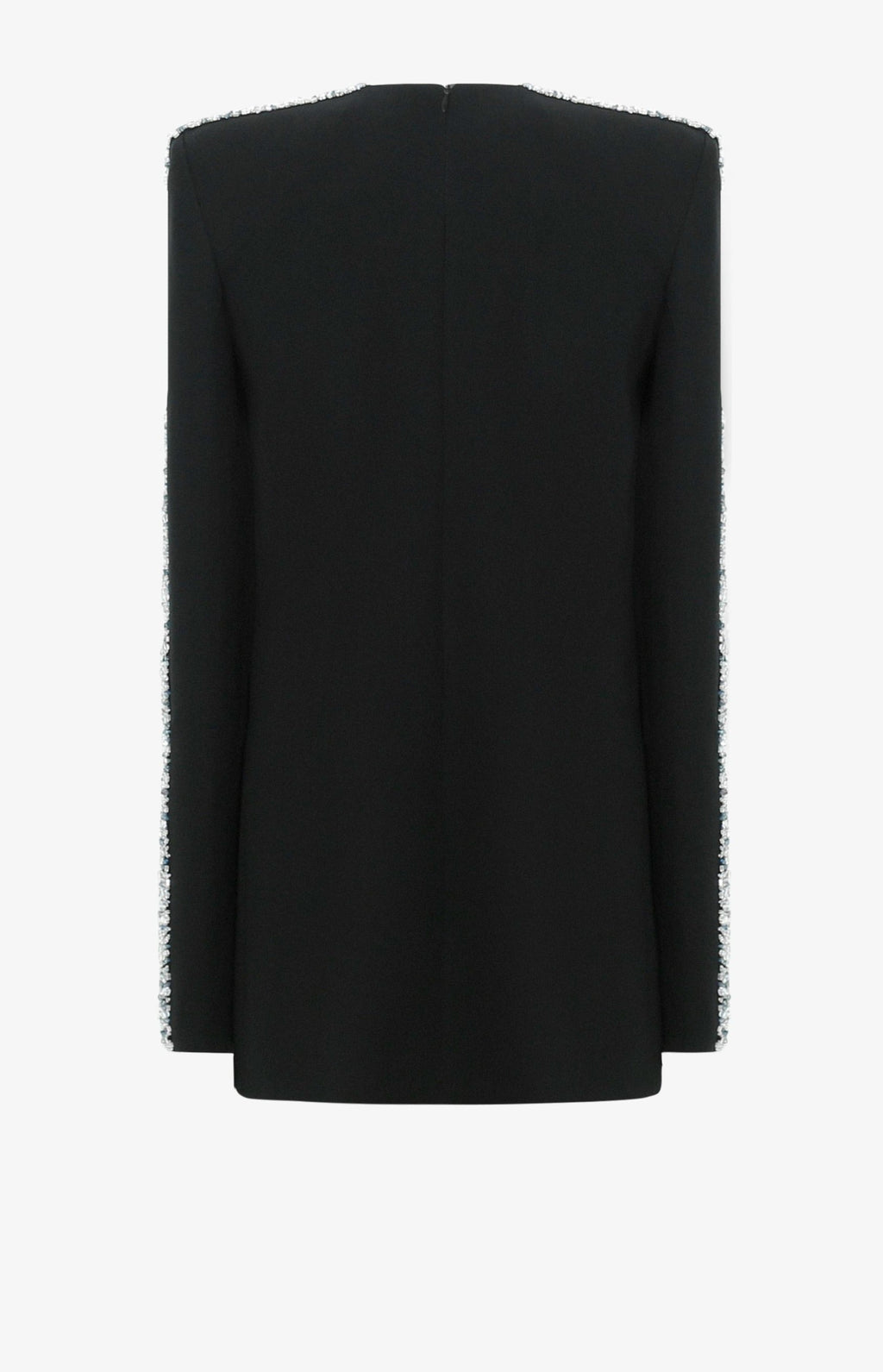 Long Sleeve dress with square padded shoulders and round neckline