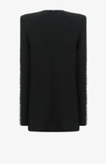 Long Sleeve dress with square padded shoulders and round neckline