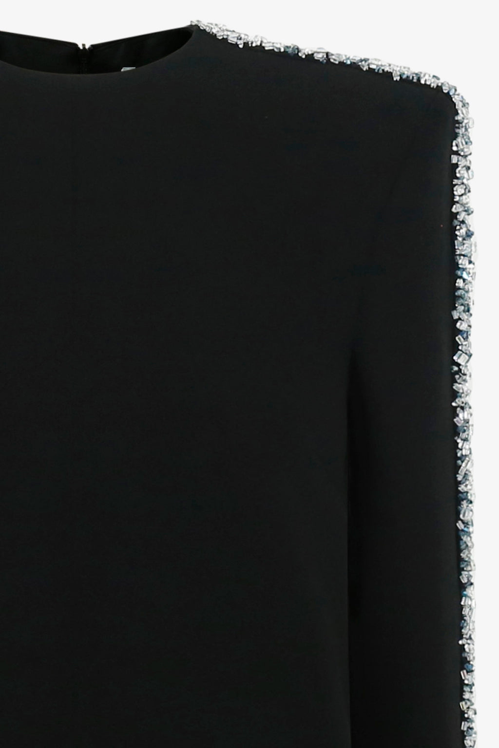 Long Sleeve dress with square padded shoulders and round neckline