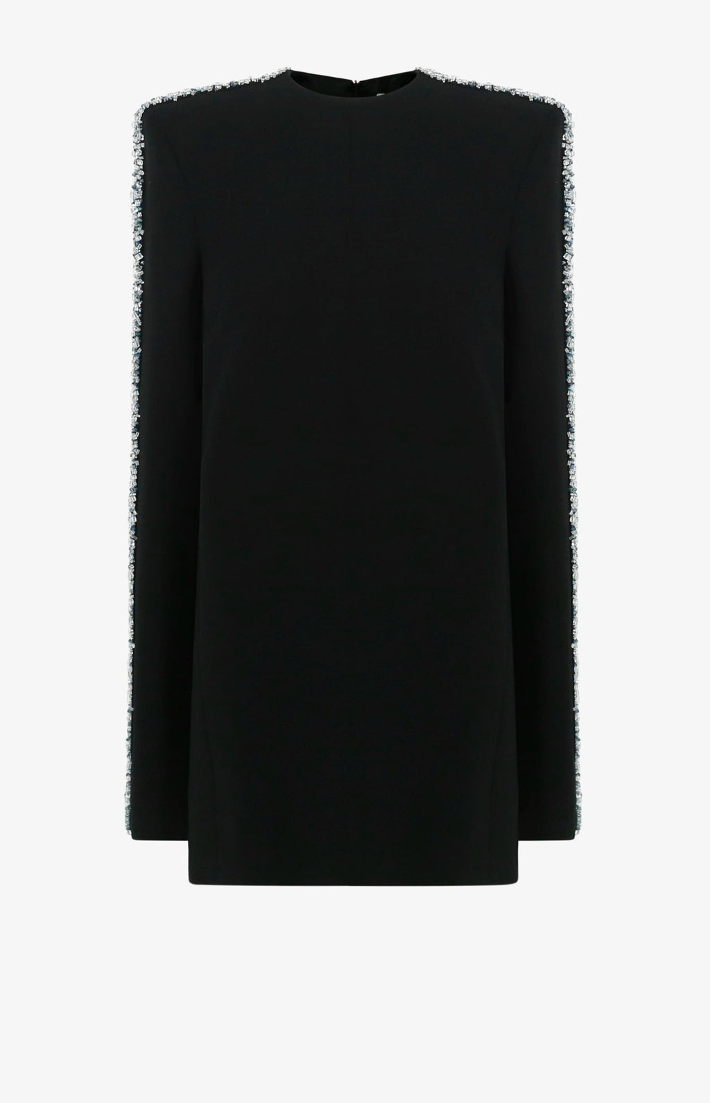 Long Sleeve dress with square padded shoulders and round neckline