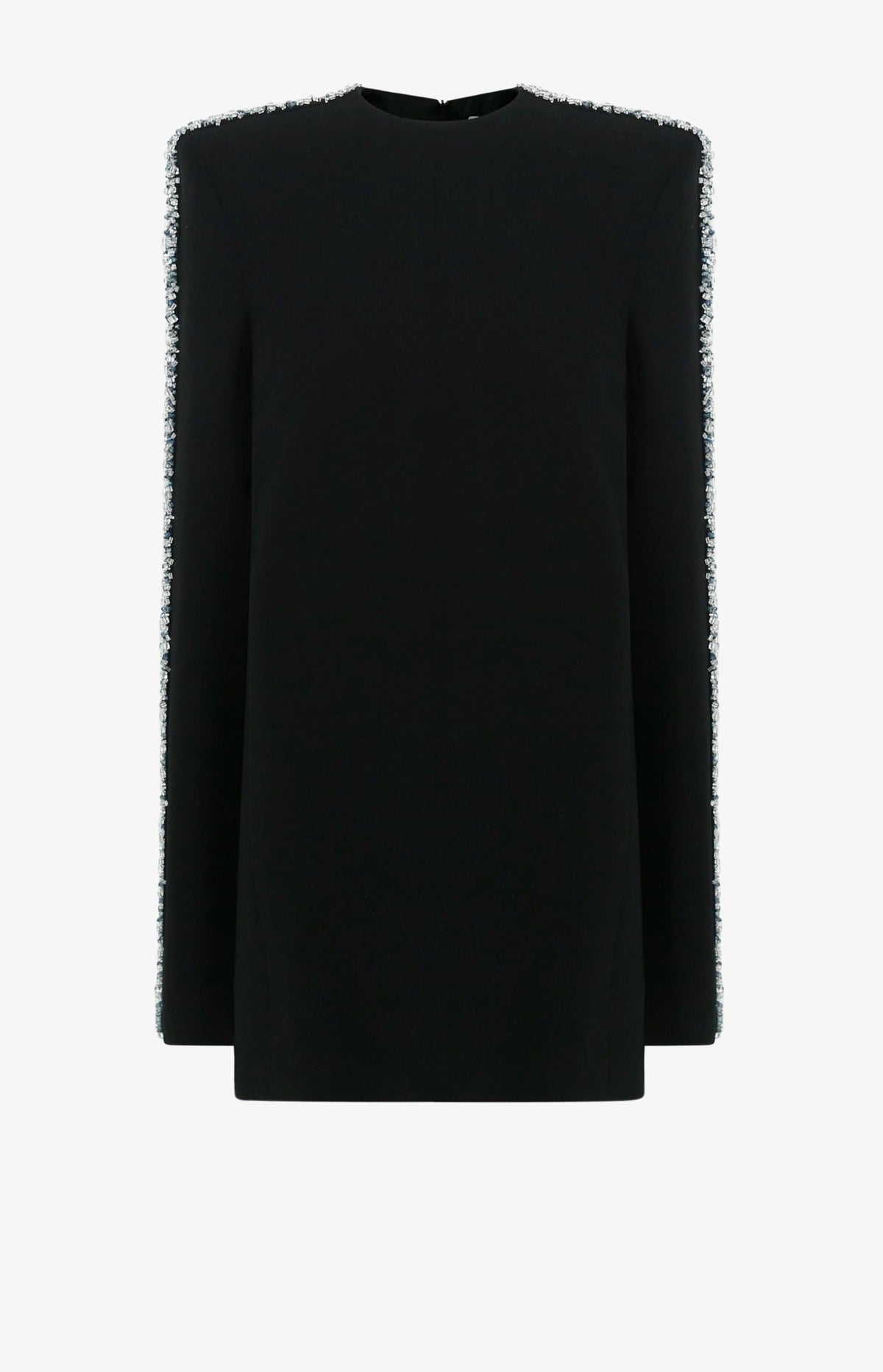 Long Sleeve dress with square padded shoulders and round neckline
