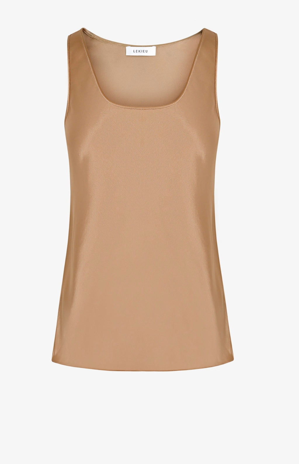 Round neck straight hem silk vest