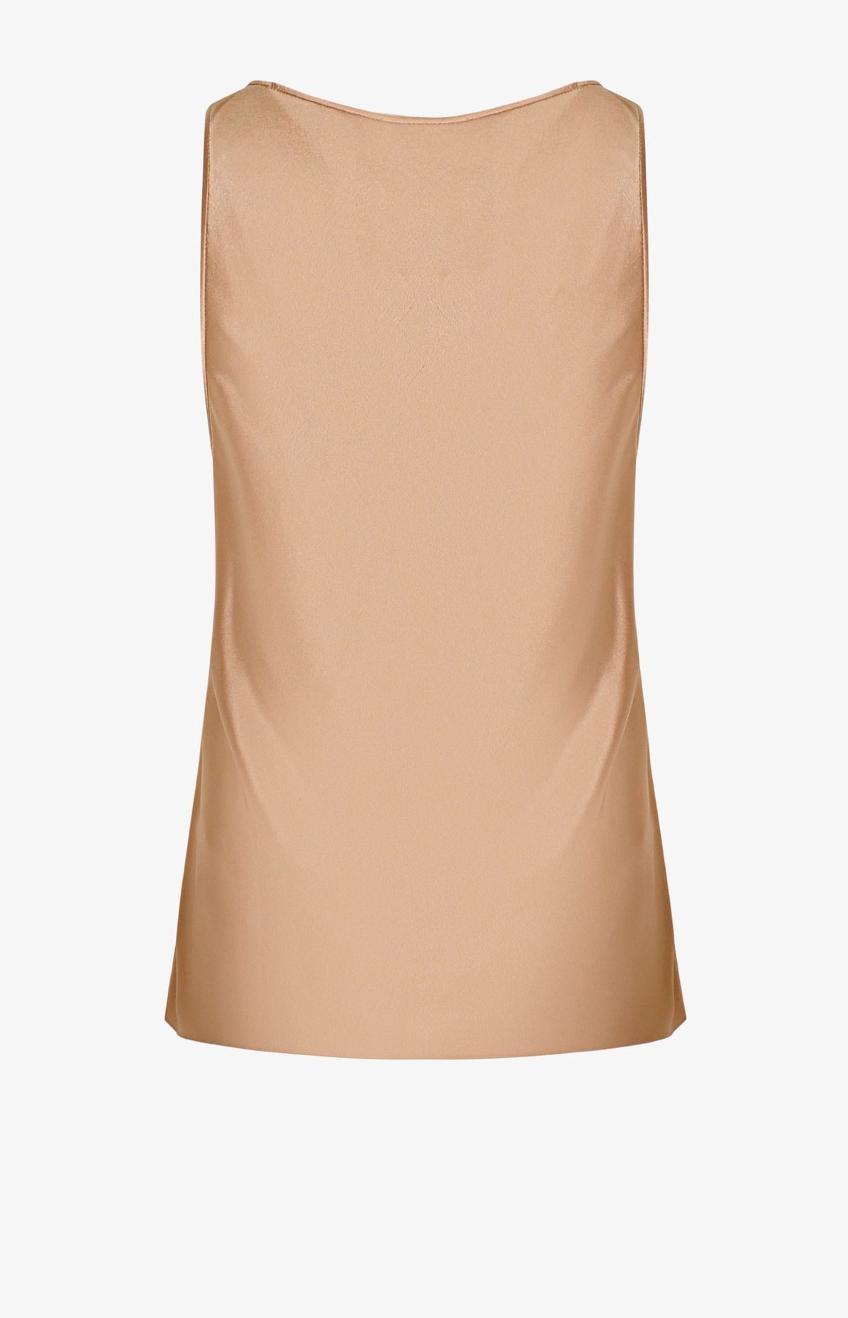 Round neck straight hem silk vest