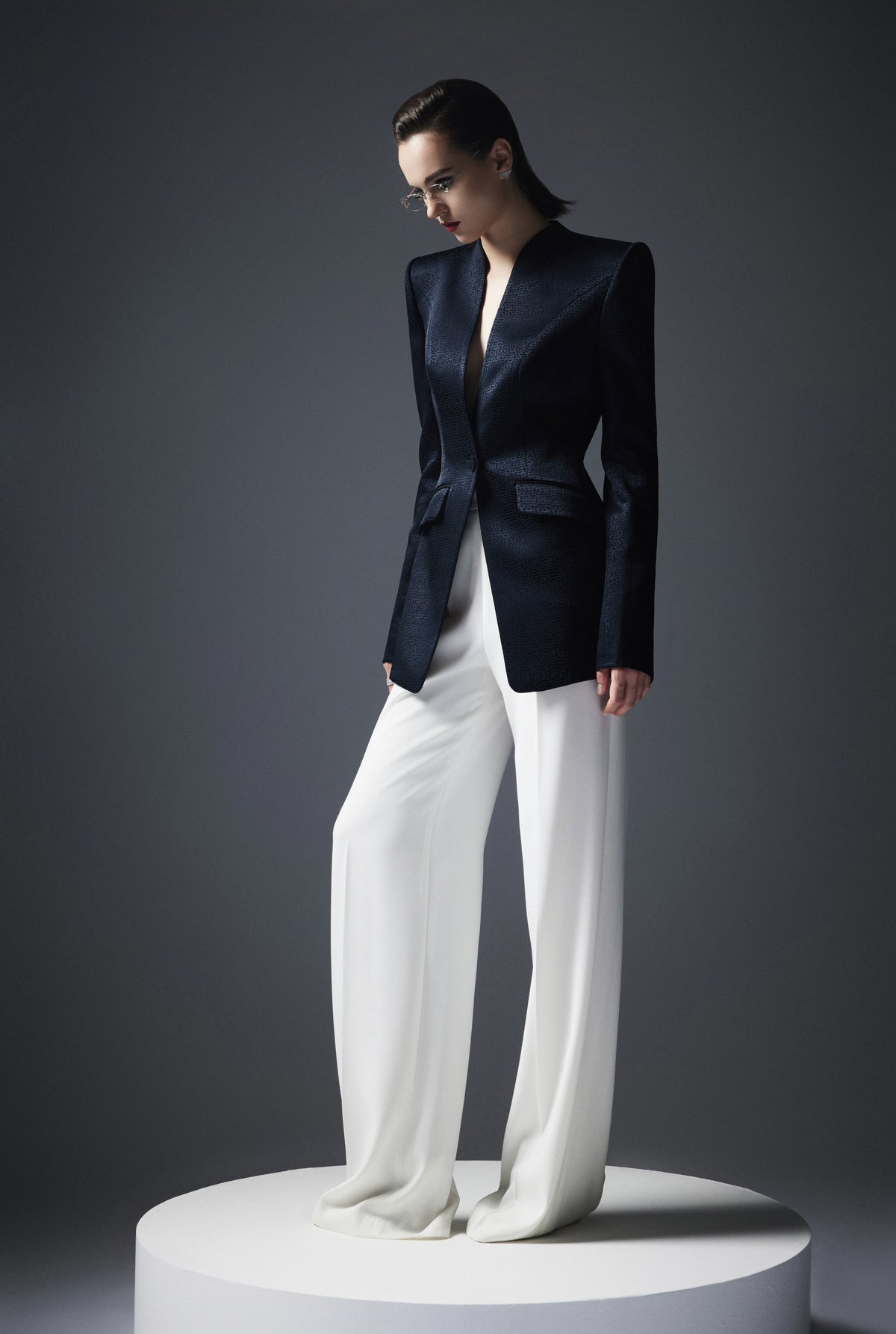Creased wide leg pants