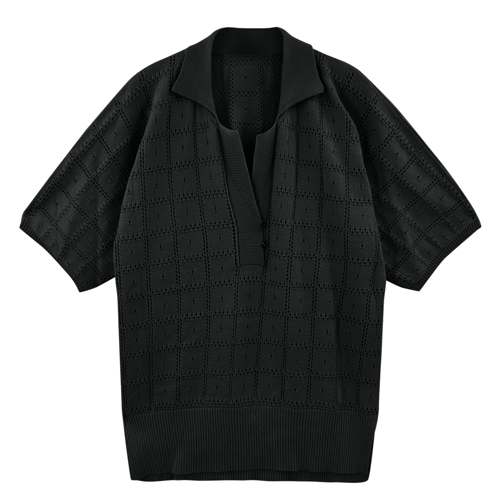Pointelle Knit Top in Black