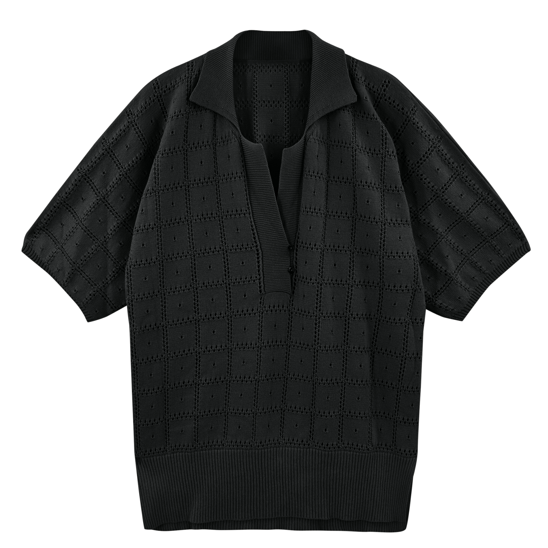 Pointelle Knit Top in Black