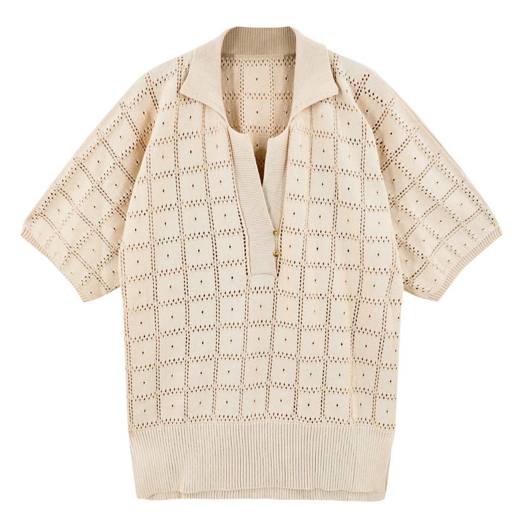 Pointelle Knit Top in Shell