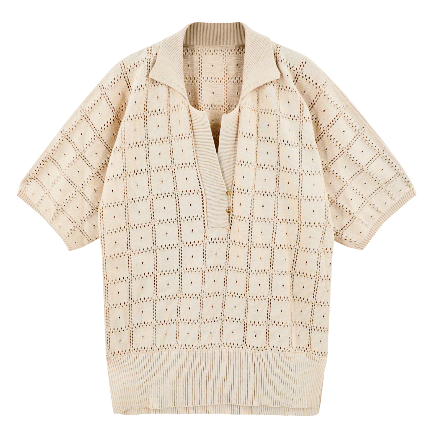 Pointelle Knit Top in Shell