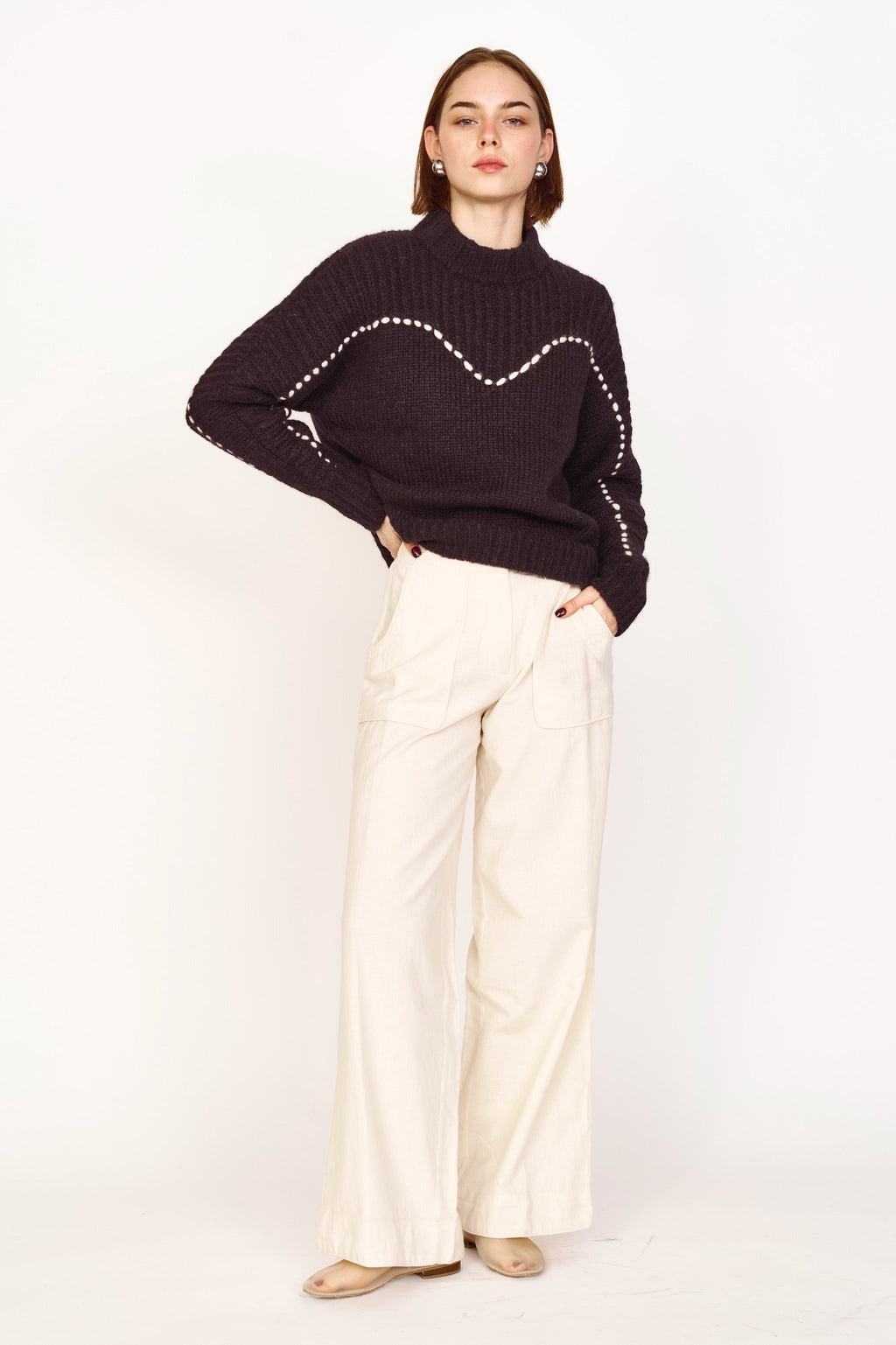 Pullover in Black/Ivory