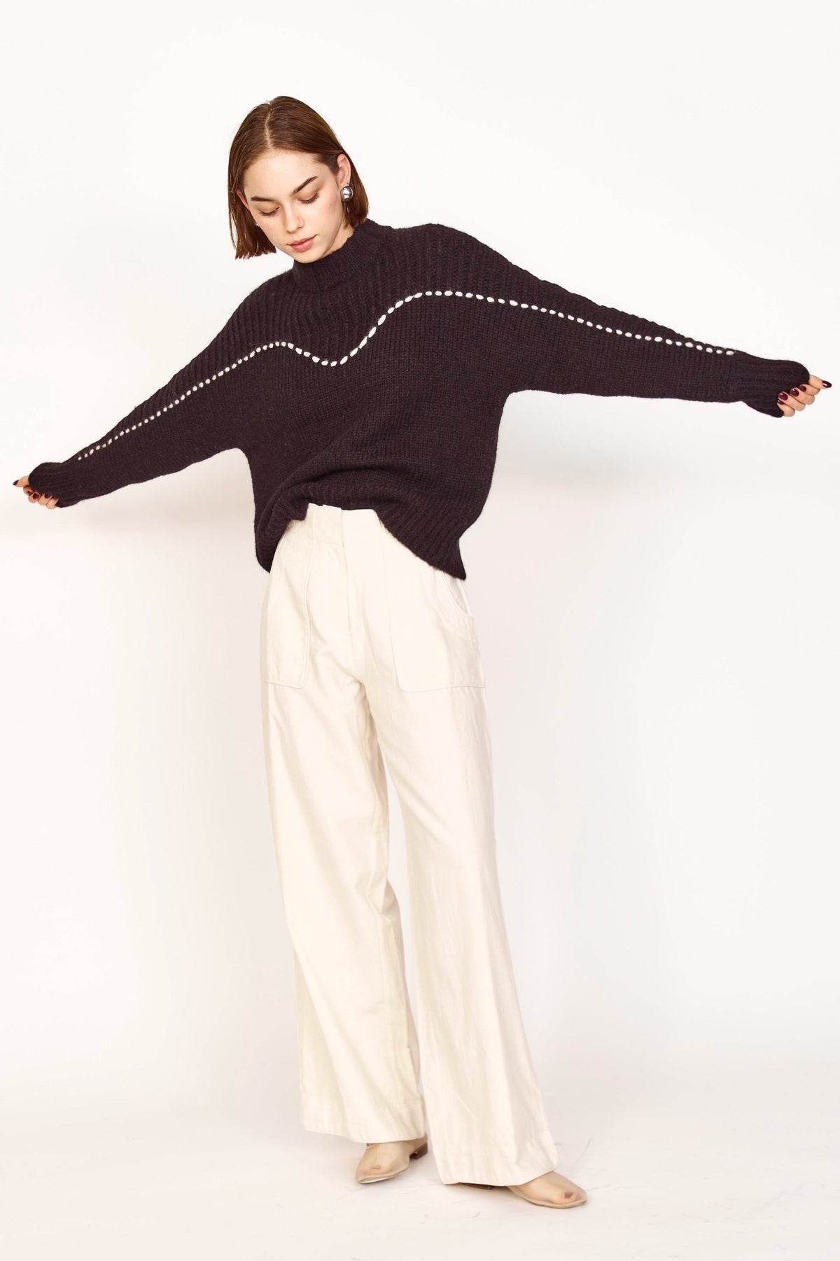 Pullover in Black/Ivory