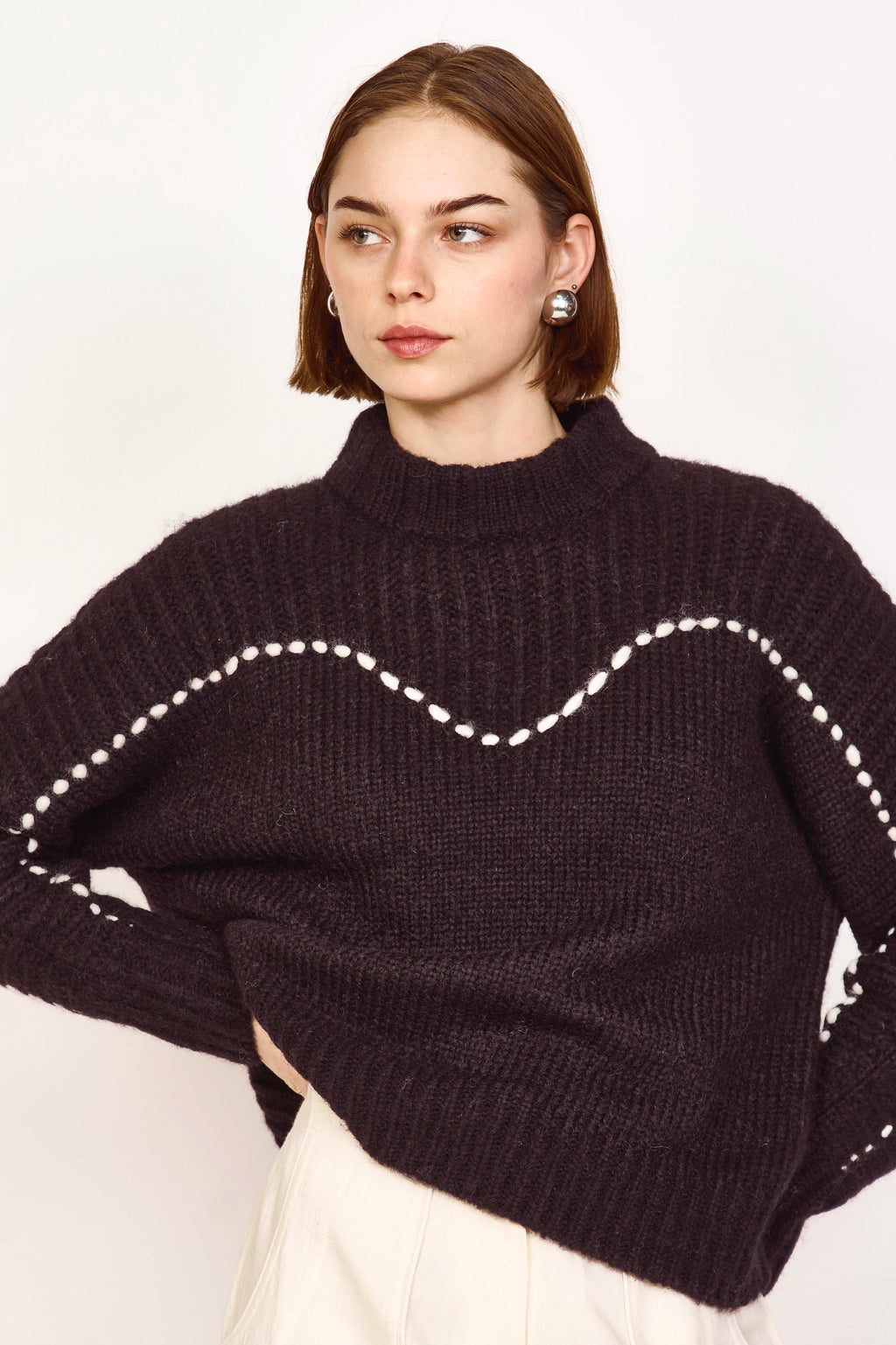 Pullover in Black/Ivory
