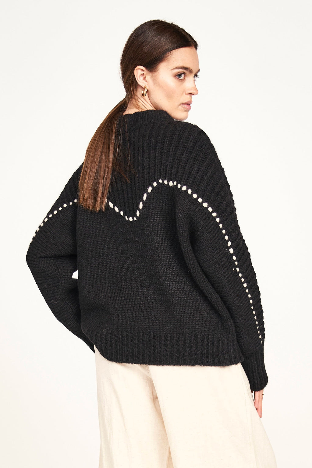 Pullover in Black/Ivory
