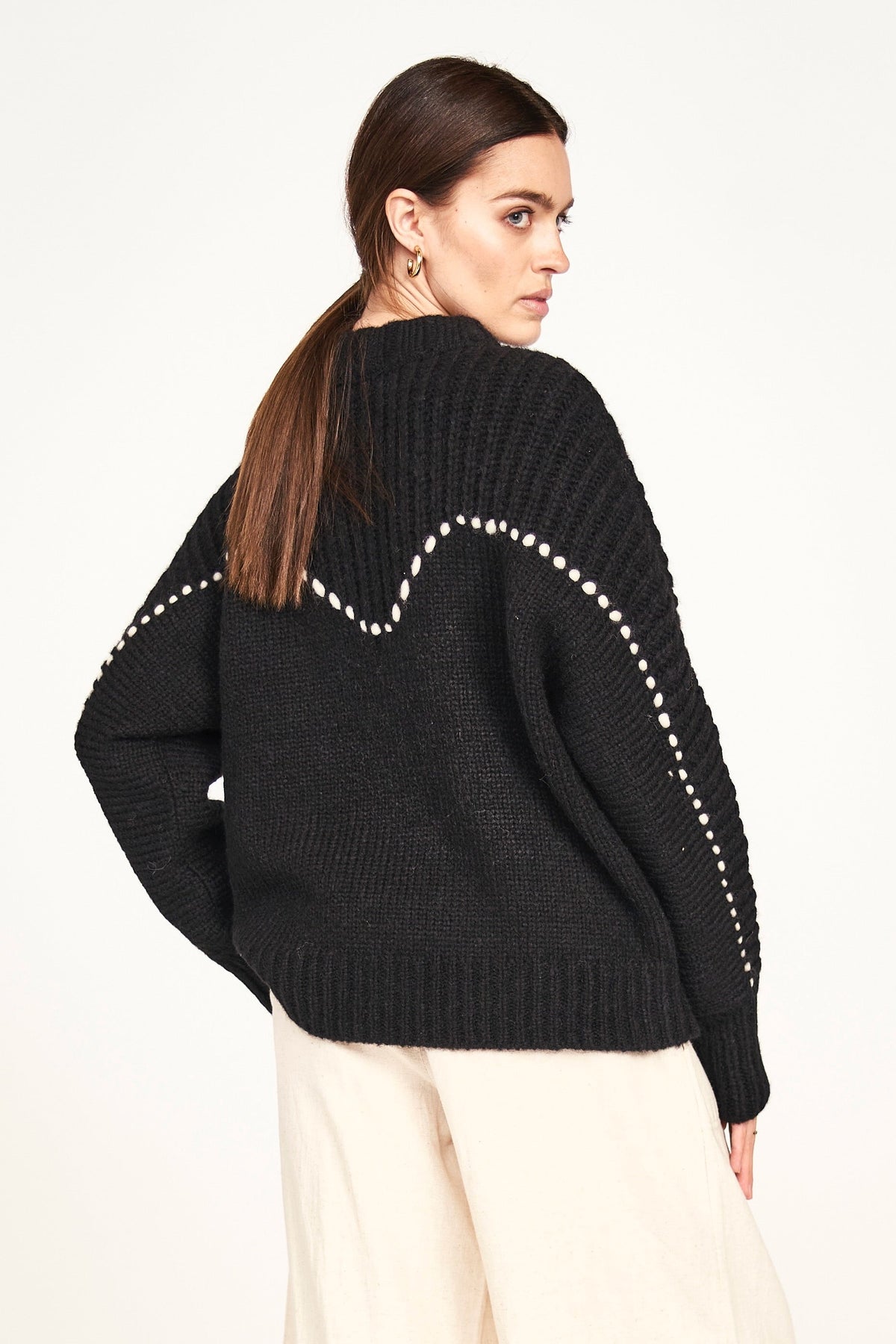 Pullover in Black/Ivory