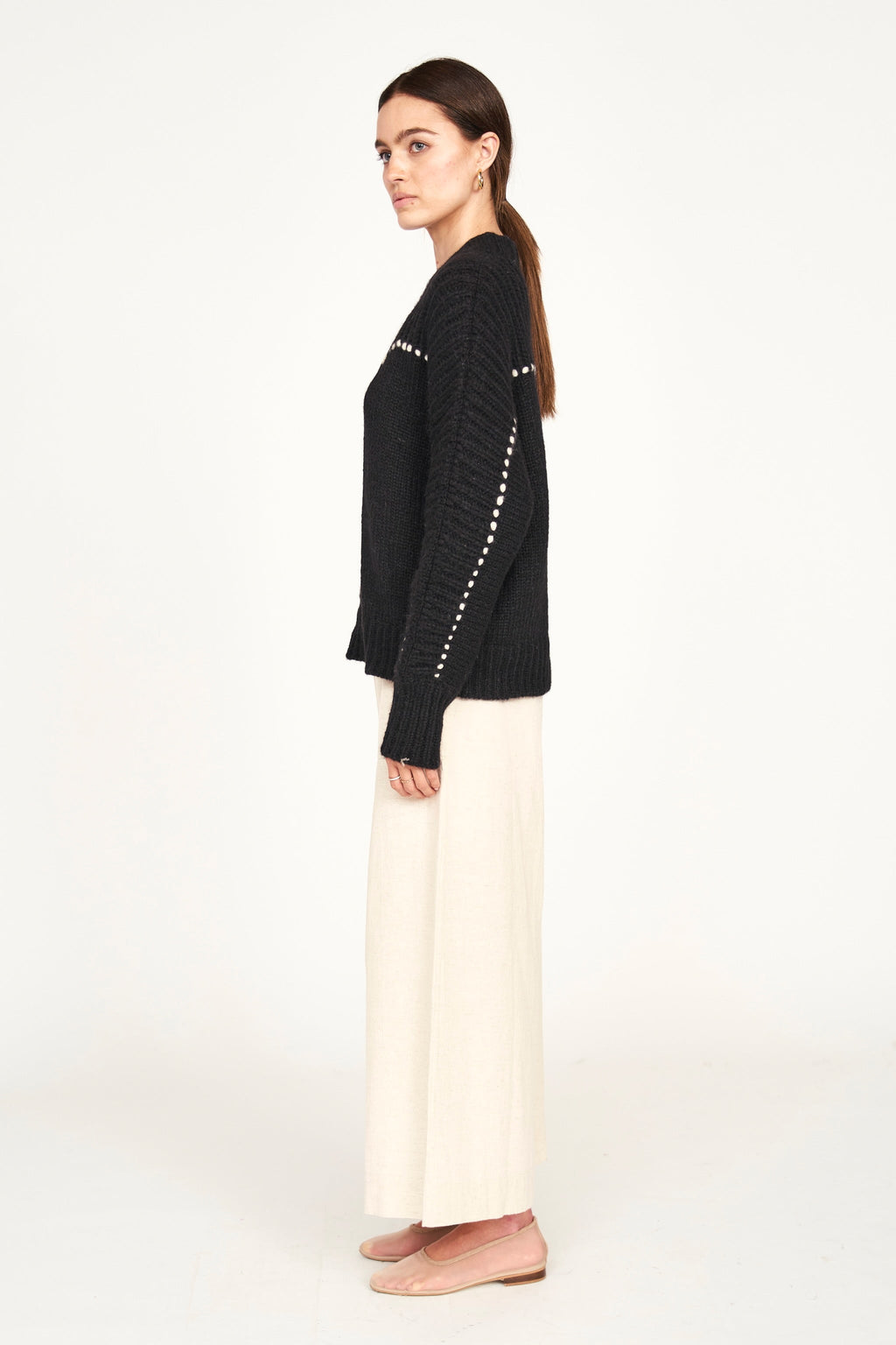Pullover in Black/Ivory