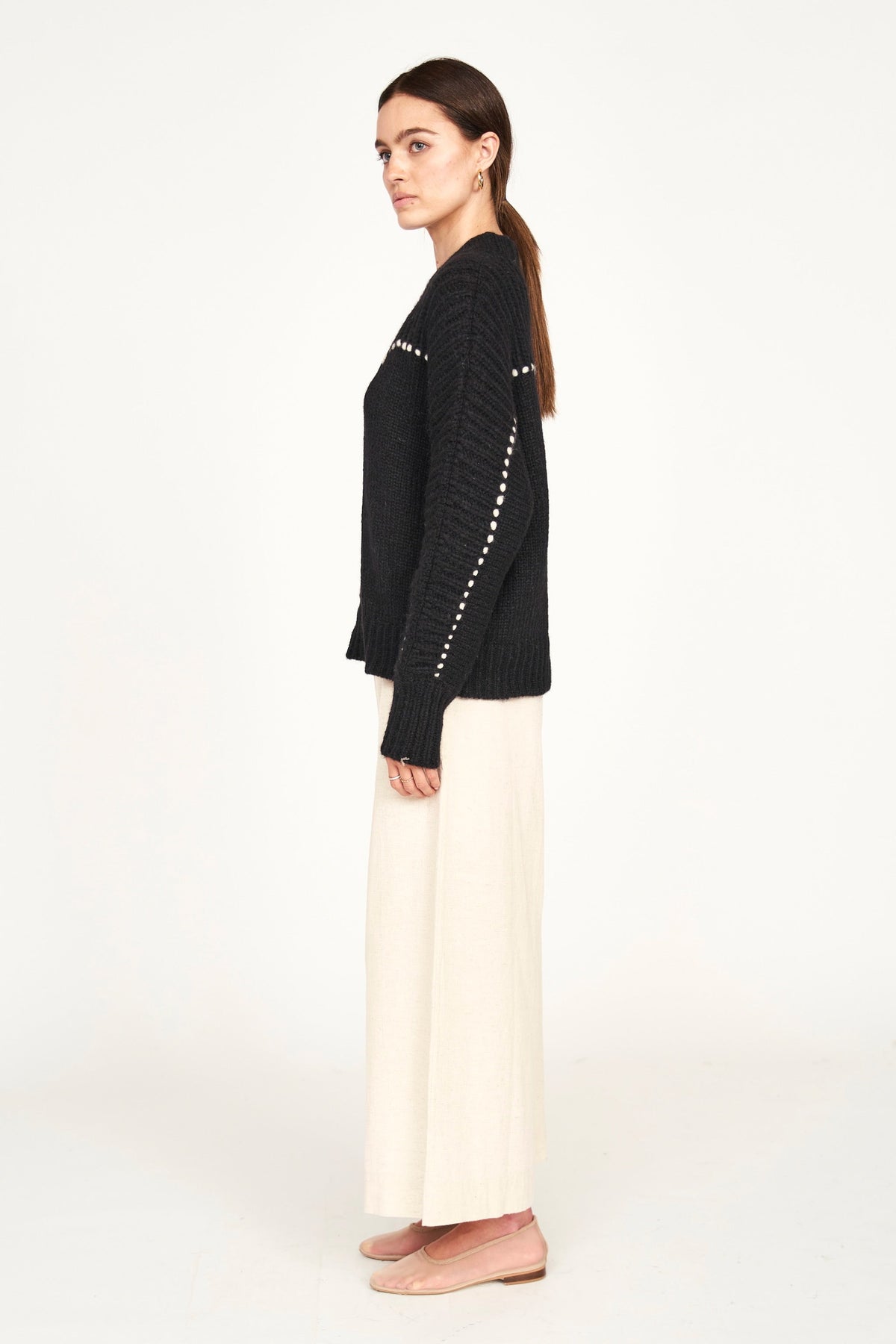 Pullover in Black/Ivory