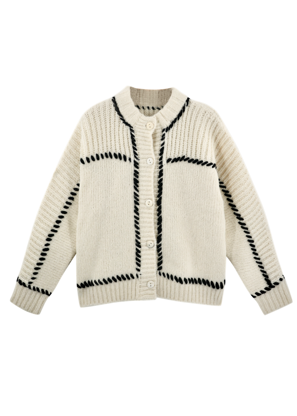 Cardigan in Ivory/Black