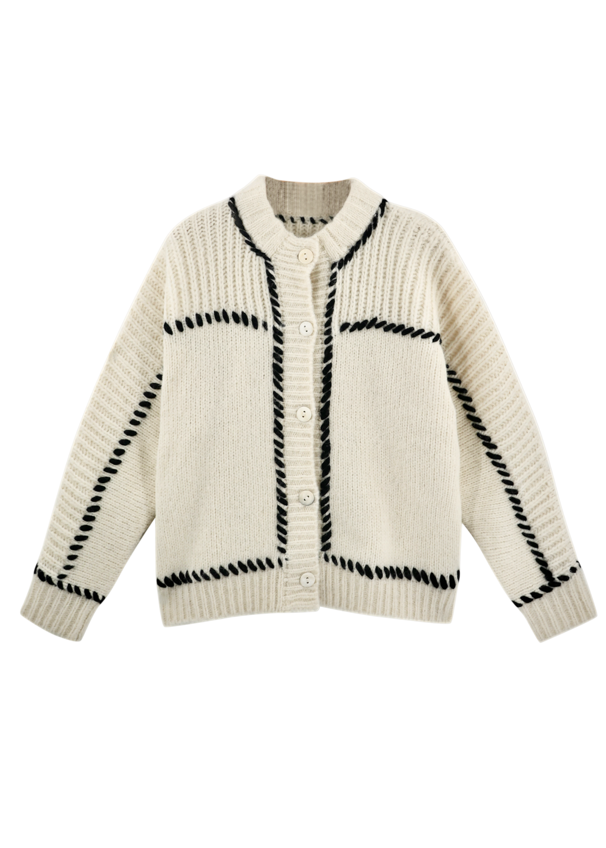 Cardigan in Ivory/Black