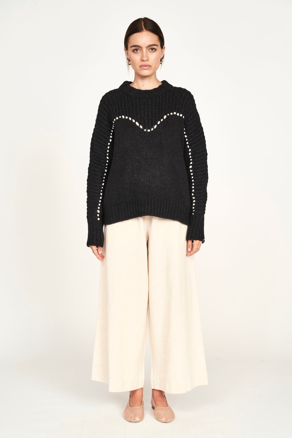 Pullover in Black/Ivory