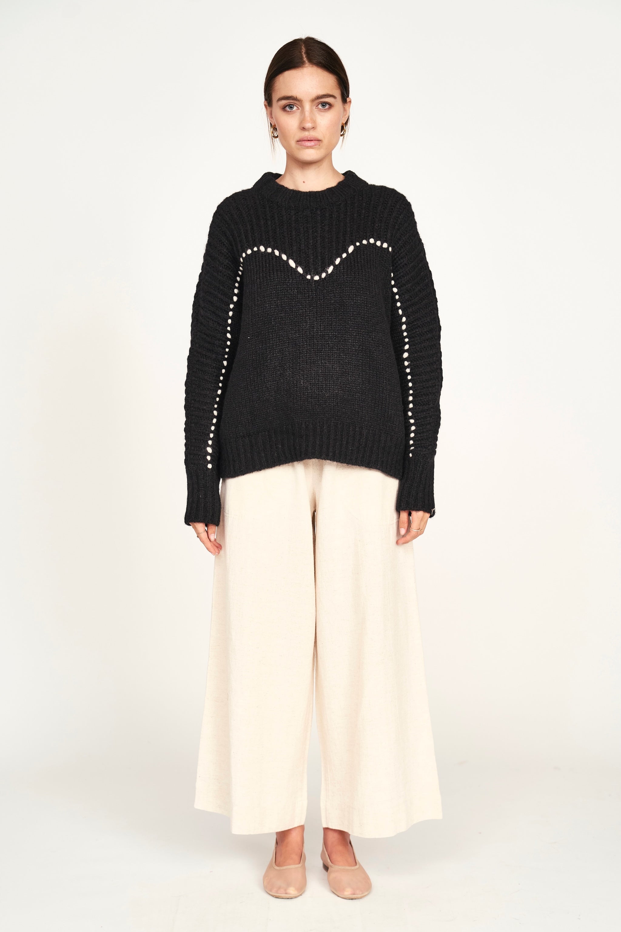 Pullover in Black/Ivory