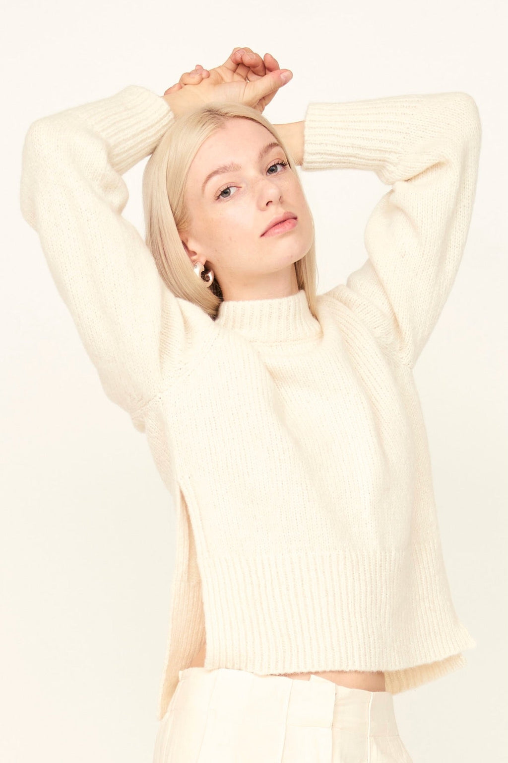Open Side Pullover in Ivory