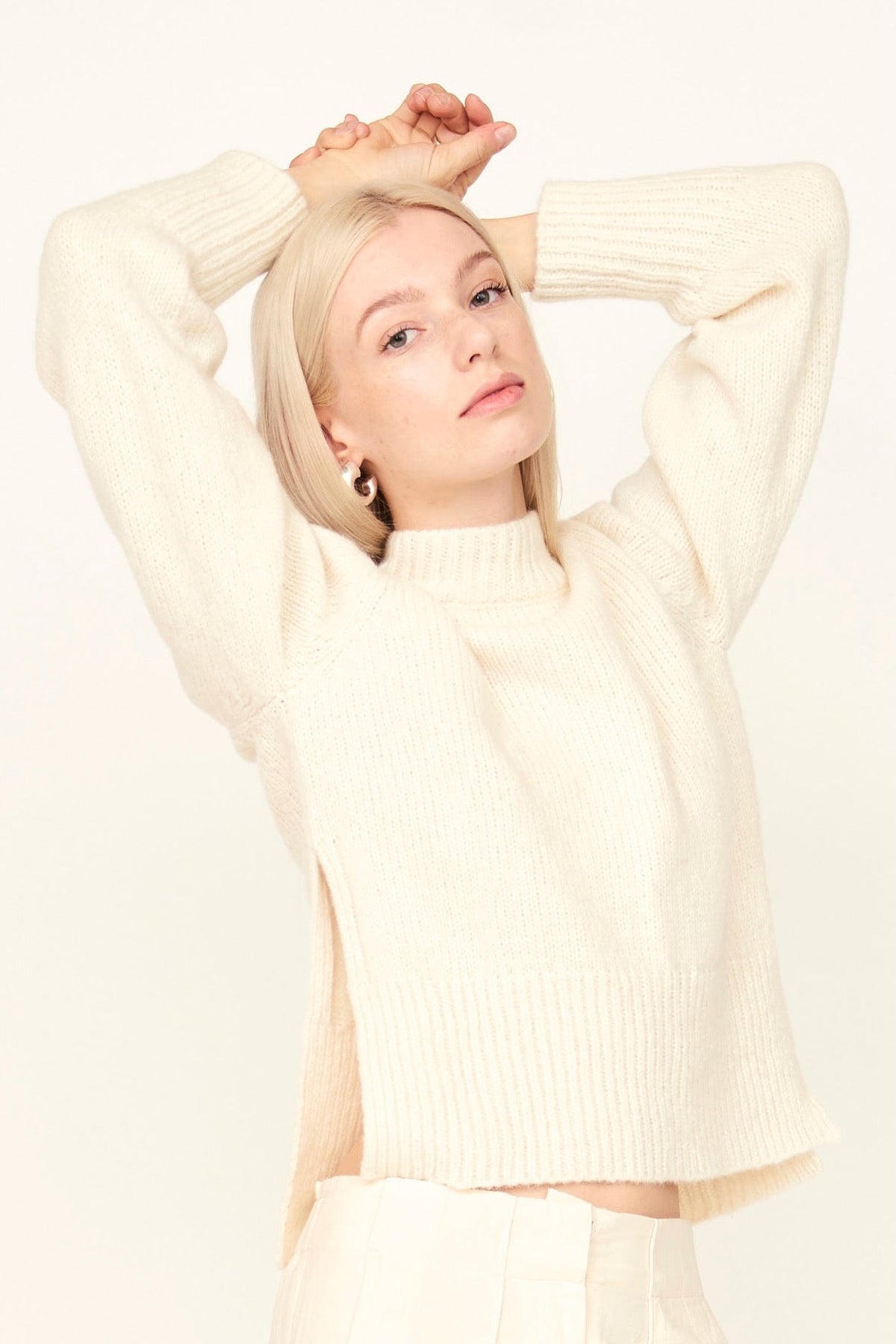 Open Side Pullover in Ivory