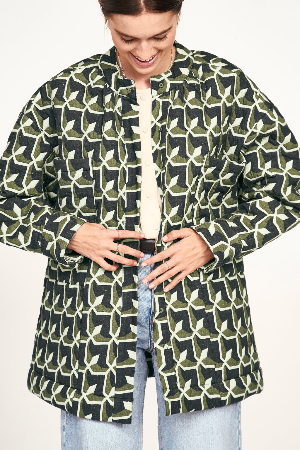 Jacket in Olive Parquet